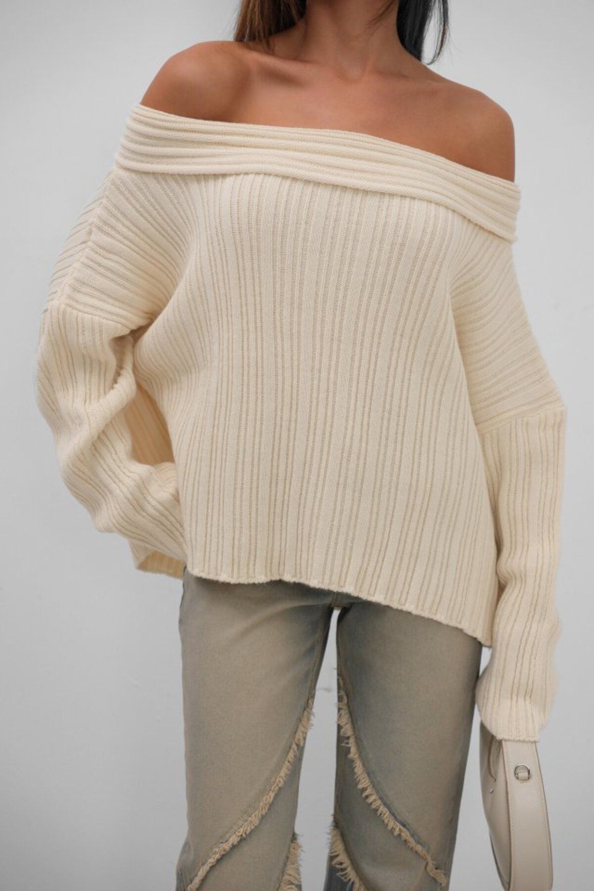 Aemido-Boat Neck Ribbed Knitwear Sweater 4