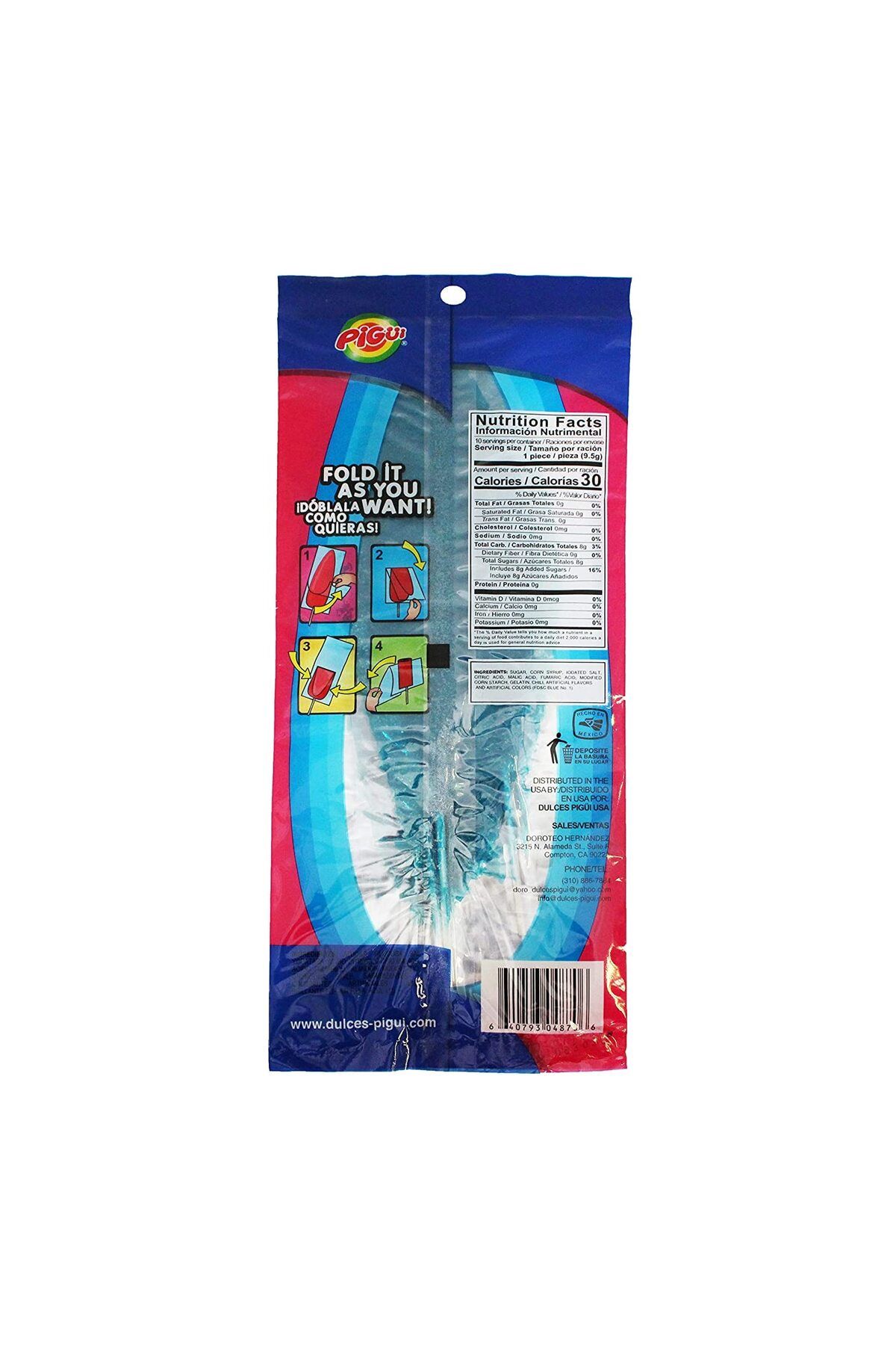 pigui-Dulces Pigui Slaps Tamarind Blue Flavor Paletas Mexican Candy (10 Lollipops) 2