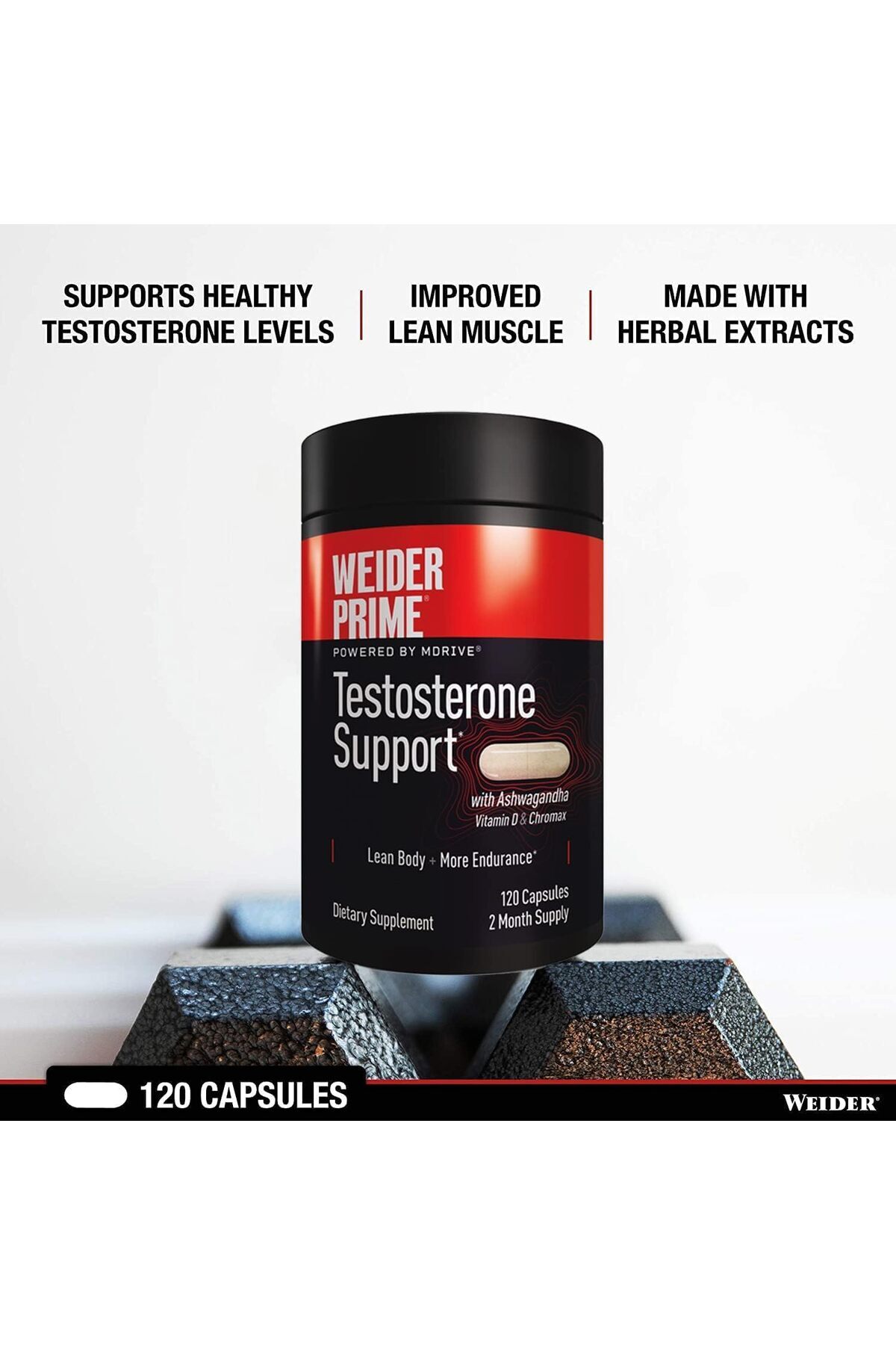 Weider-Prime Testosterone Supplement for Men, Boost Strength & Build Lean Muscle, 120 Capsules 5