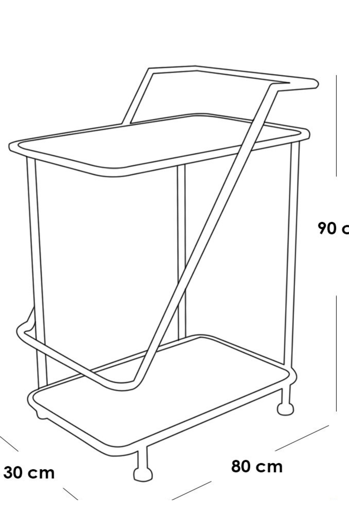 عربة تقديم معدن و زجاج  - 80×30×90 سم
