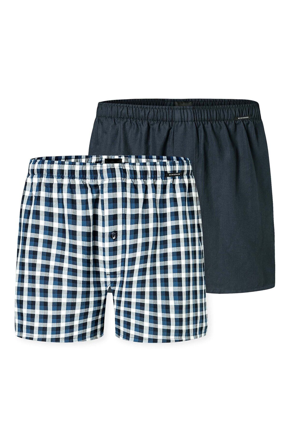 Schiesser-Herren Web-Boxershorts, 2er Pack - Webware, Unterhose, Baumwolle 1