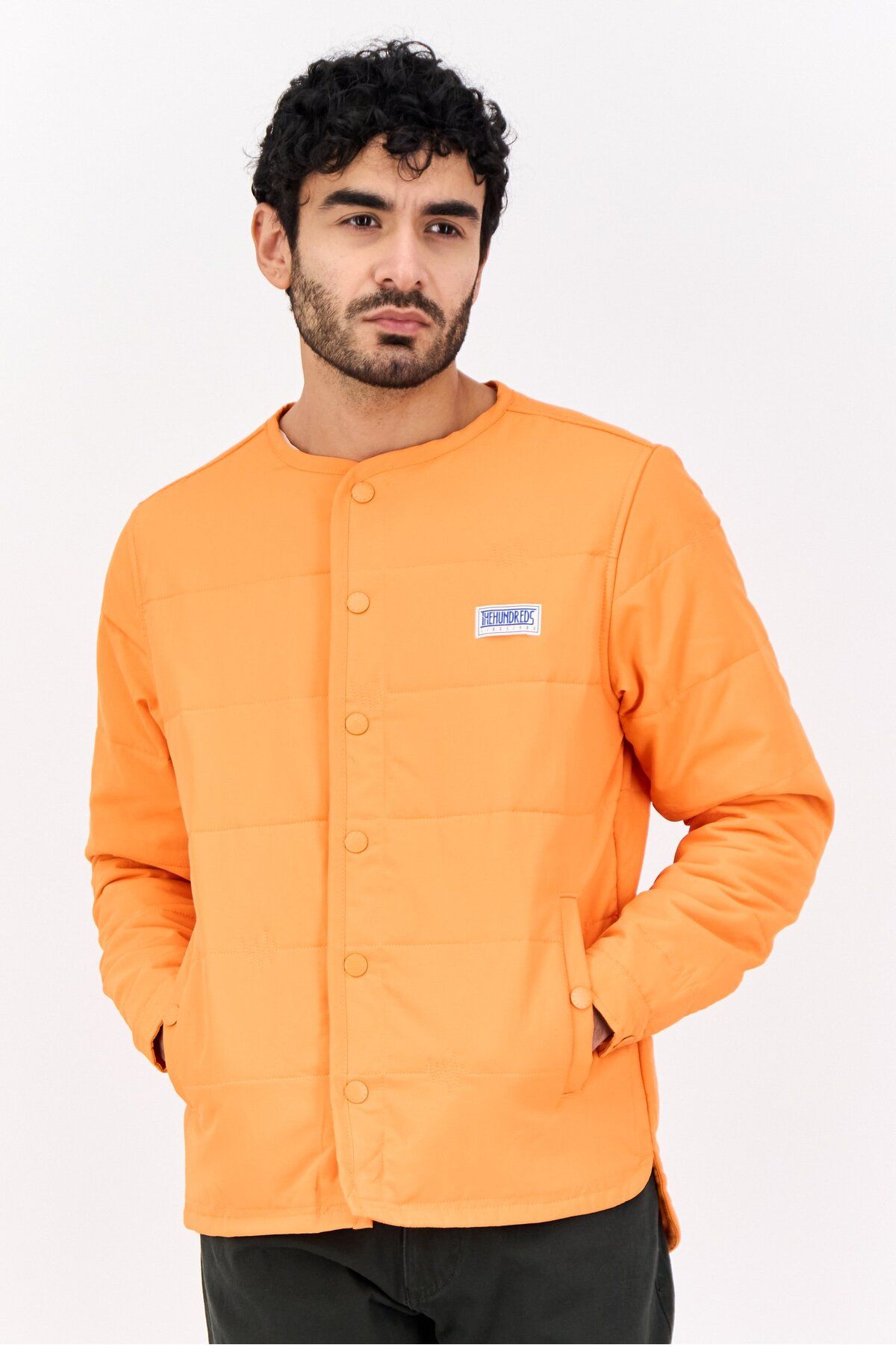 The Hundreds-Men Brand Logo Bomber Jacket, Orange 1