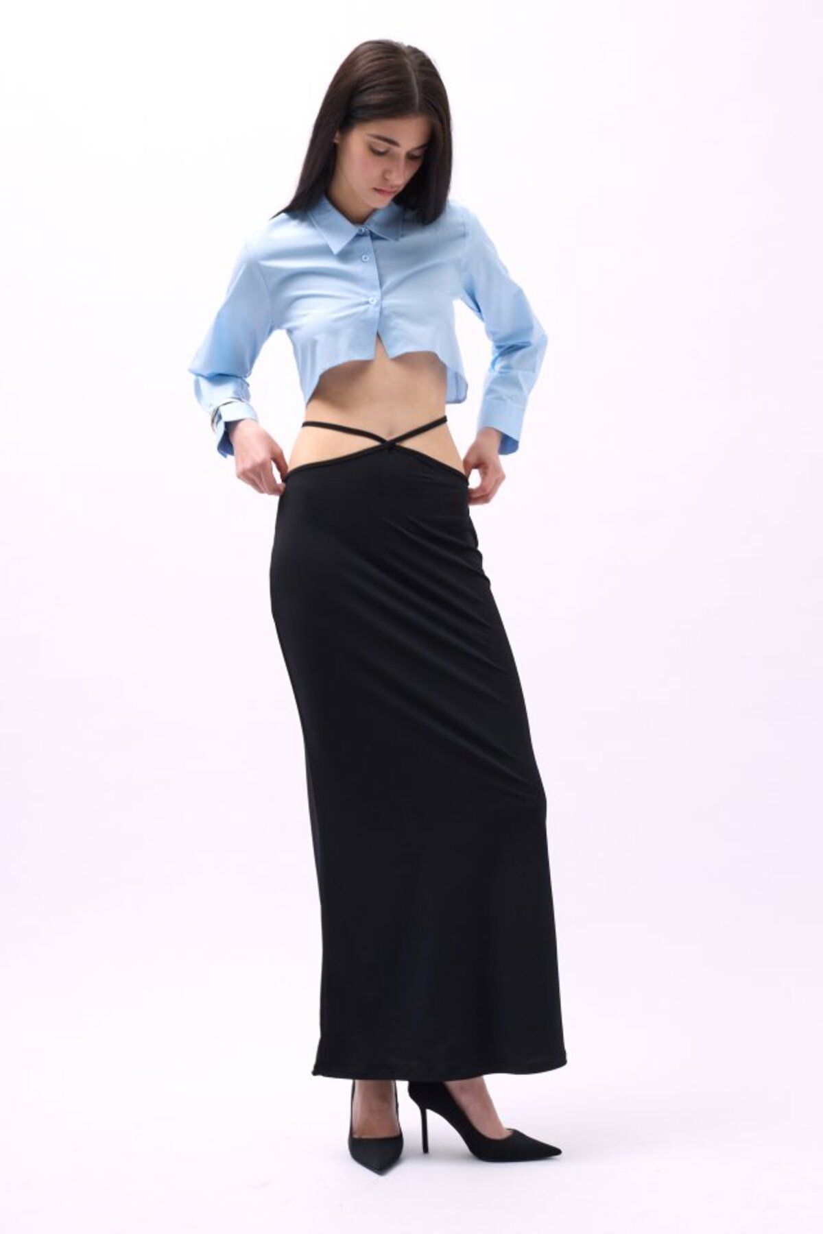 MHT STORE Bel Bağlamalı Maxi Etek