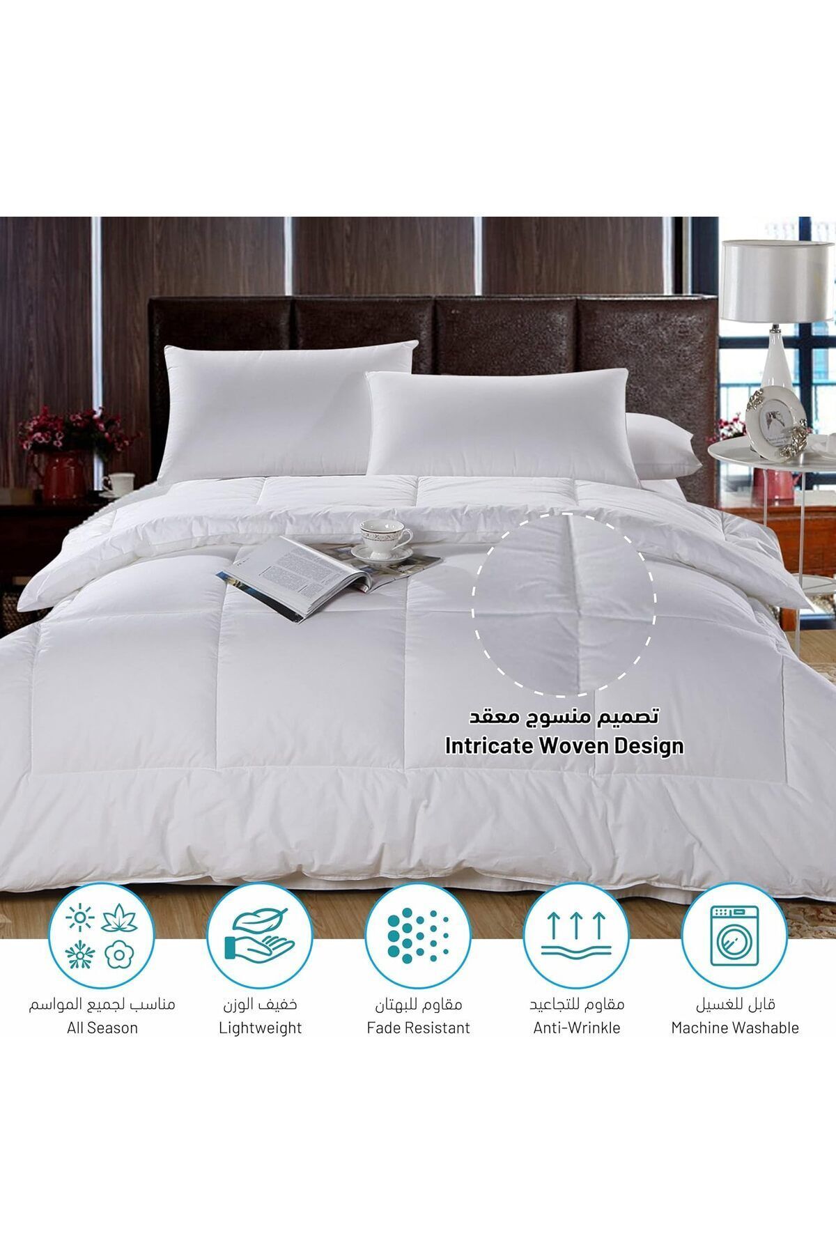 Donetella-Hotel Style Package 6-pc King Comforter Set With 200x200 14 Cm Mattress Topper & 4 pillows (1000G) 3