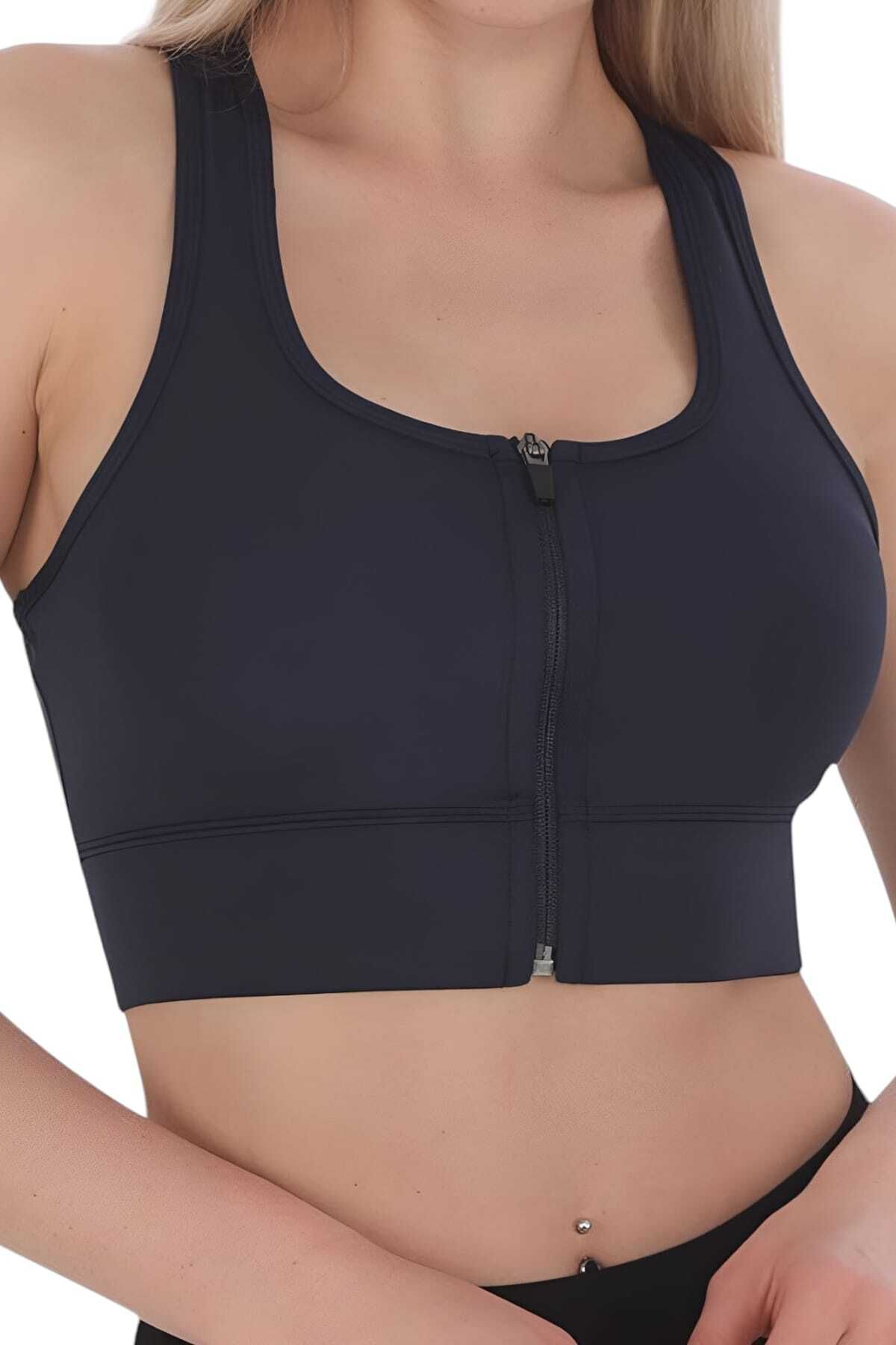 Uniquetrenders Kadın Büstiyer Kadın Fermuarlı Sporcu Crop