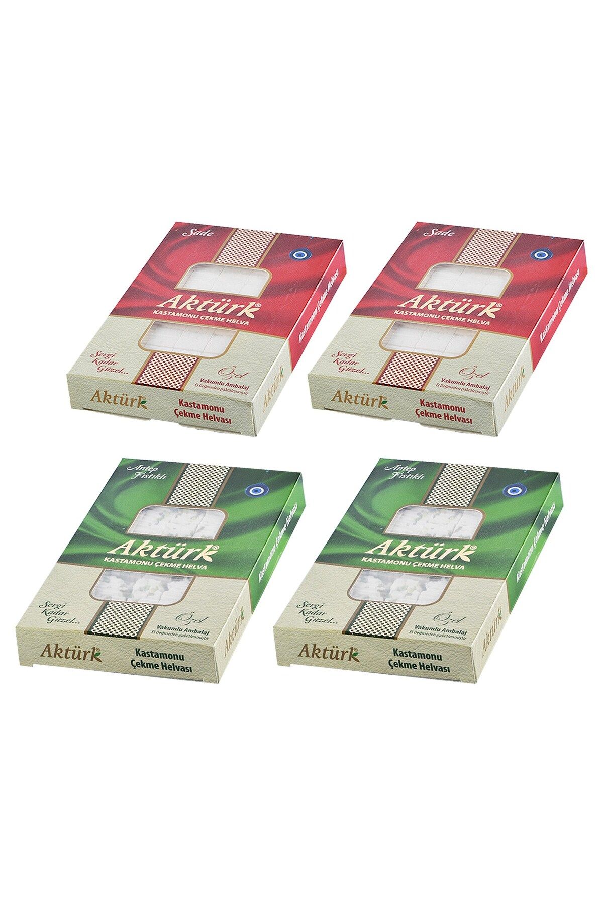 Aktürk Kastamonu Çekme Helva Sade ve Fıstıklı 250 gr 4 lü Karma Paket