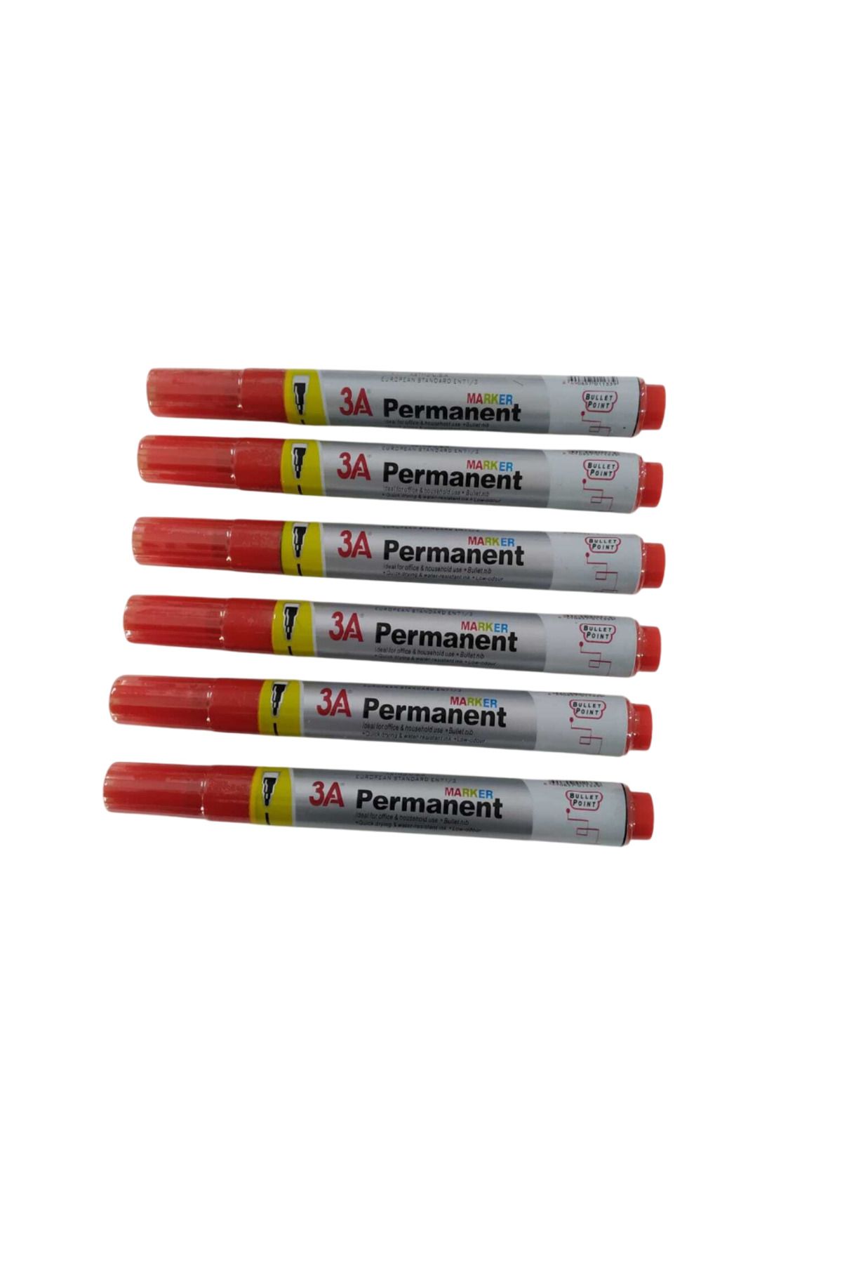 3A - Permanent Kırmızı Koli Kalemi 6'Lı Paket