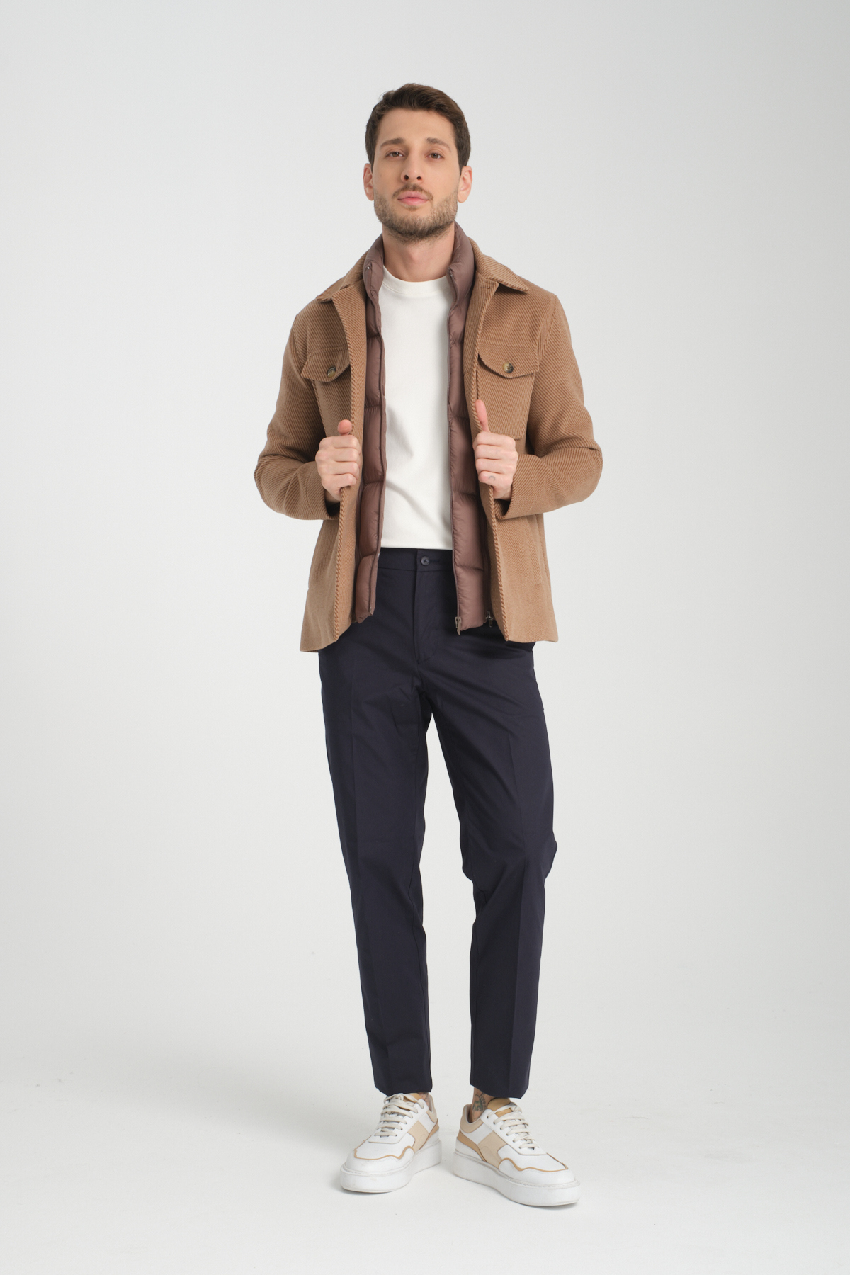 Maxi Erkek Camel Diagonel Likralı Kısa Önü Çıkmalı Kaşe-Kaban — فلزی 9995 MAXİ — تصویر 5 از 8