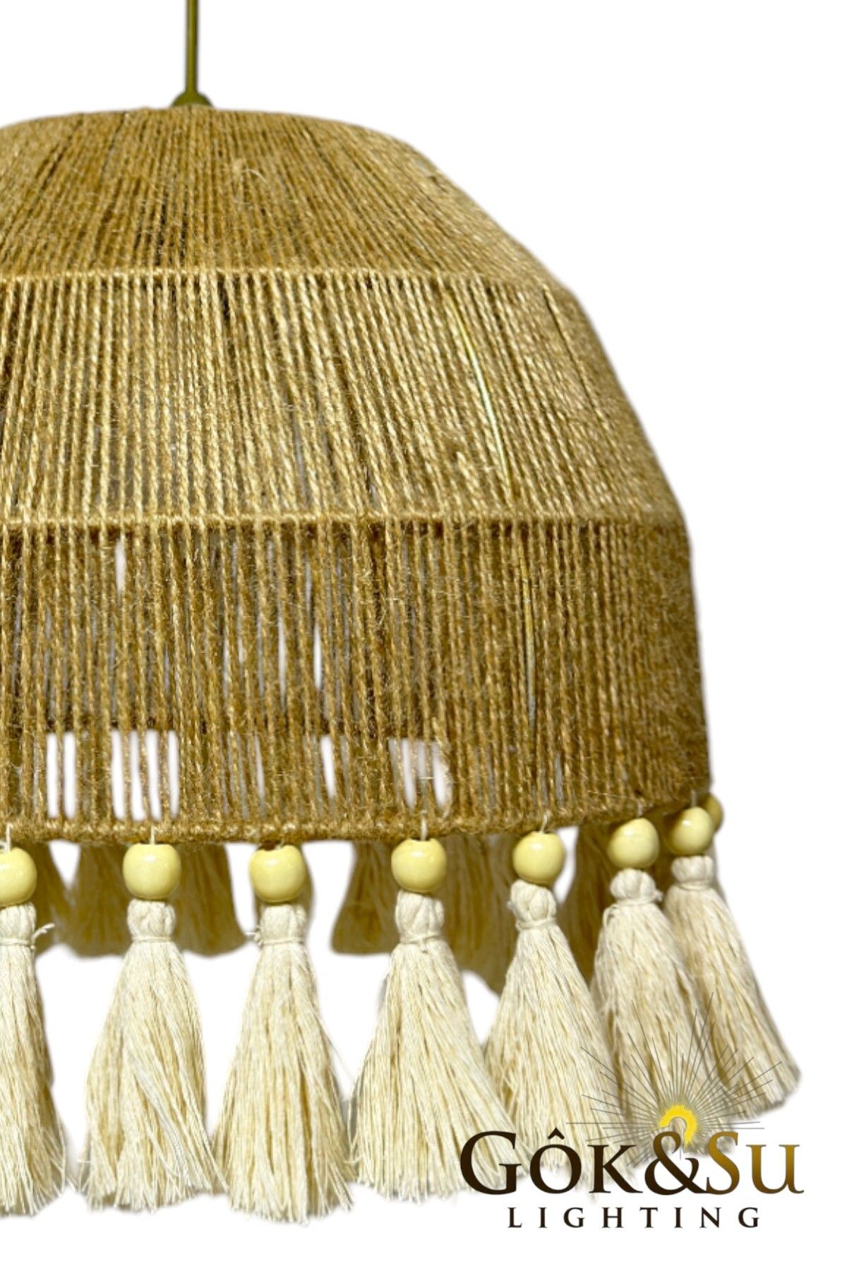 Göksu Lighting-Thin Jute Chandelier - Rustic, Bohemian, Wicker, Macrame and Tassel Chandelier 2