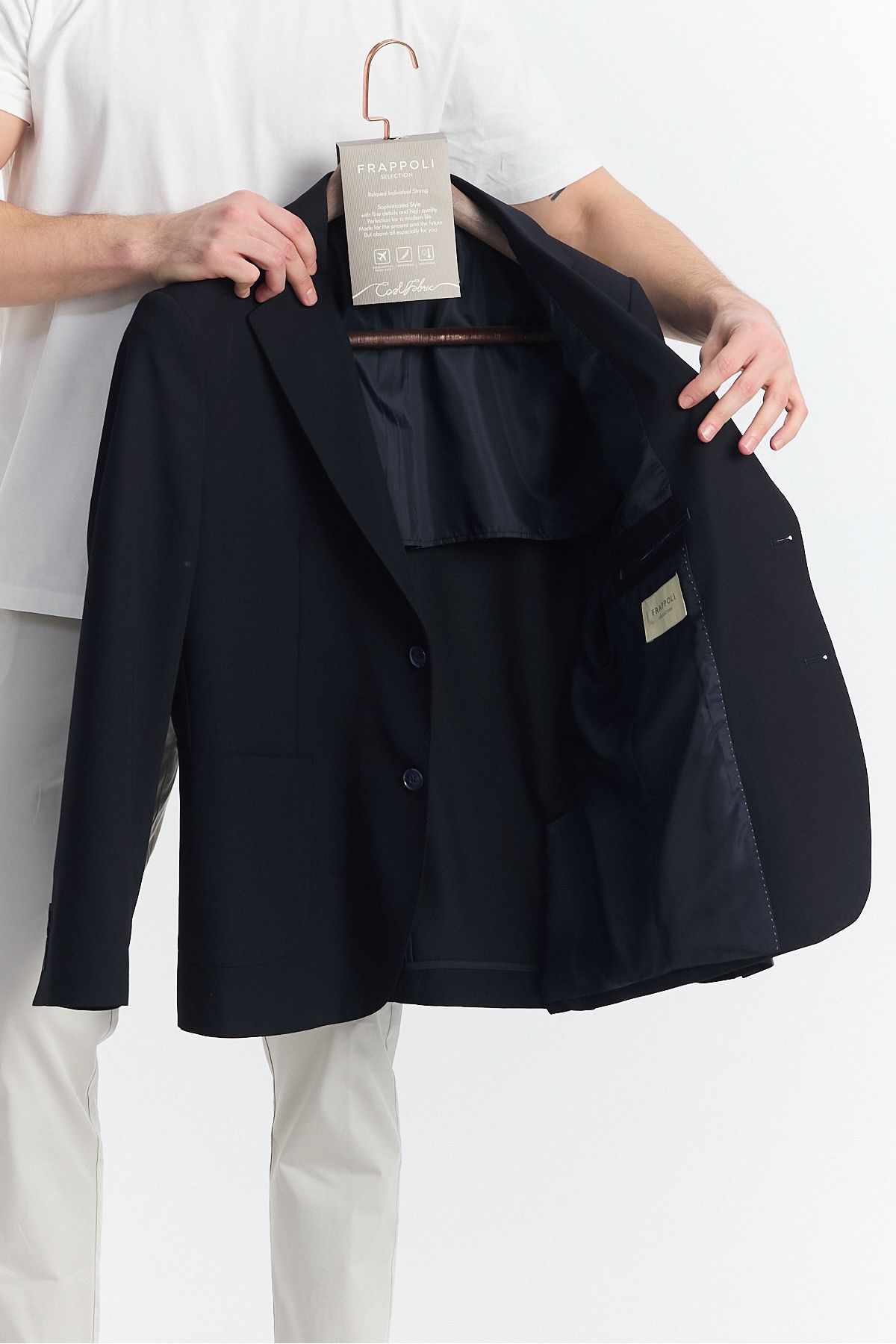 Frappoli-Lewis Men's Navy Blue Half Lined Spring-Summer Sports Blazer Jacket with Bag Pocket 5