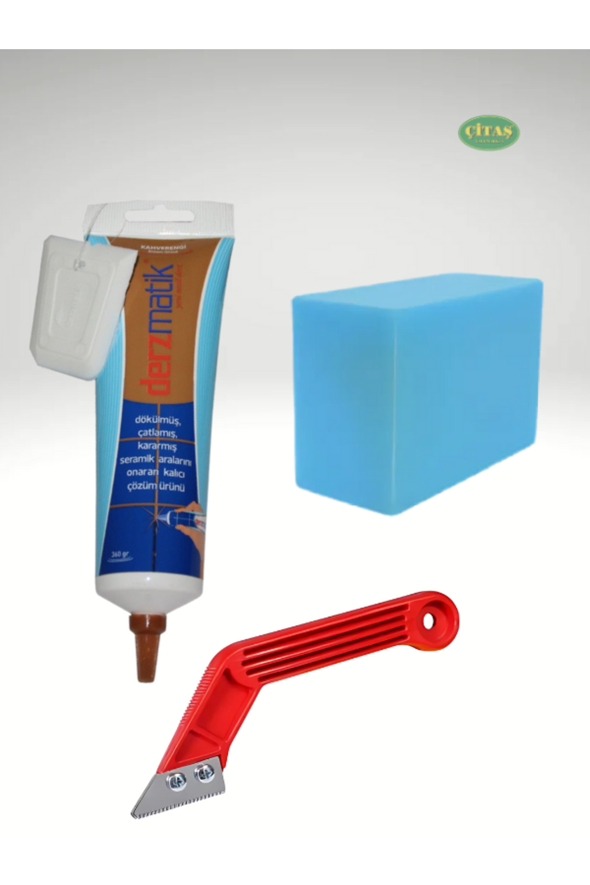 ÇİTAŞ 3 PARÇA KAHVERENGİ HAZIR DERZ DOLGU SETİ  ( DERZ+KAZIMA APARATI+DERZ İÇİN SÜNGER)