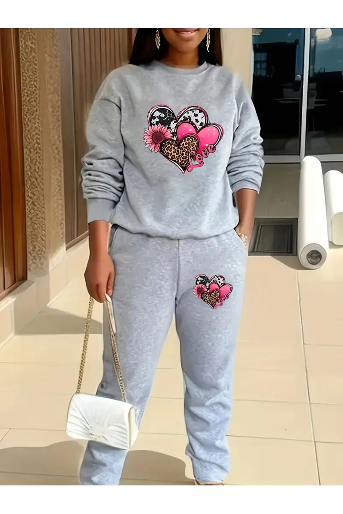 PENTHİLUS-Love Heart Printed Tracksuit Set 1