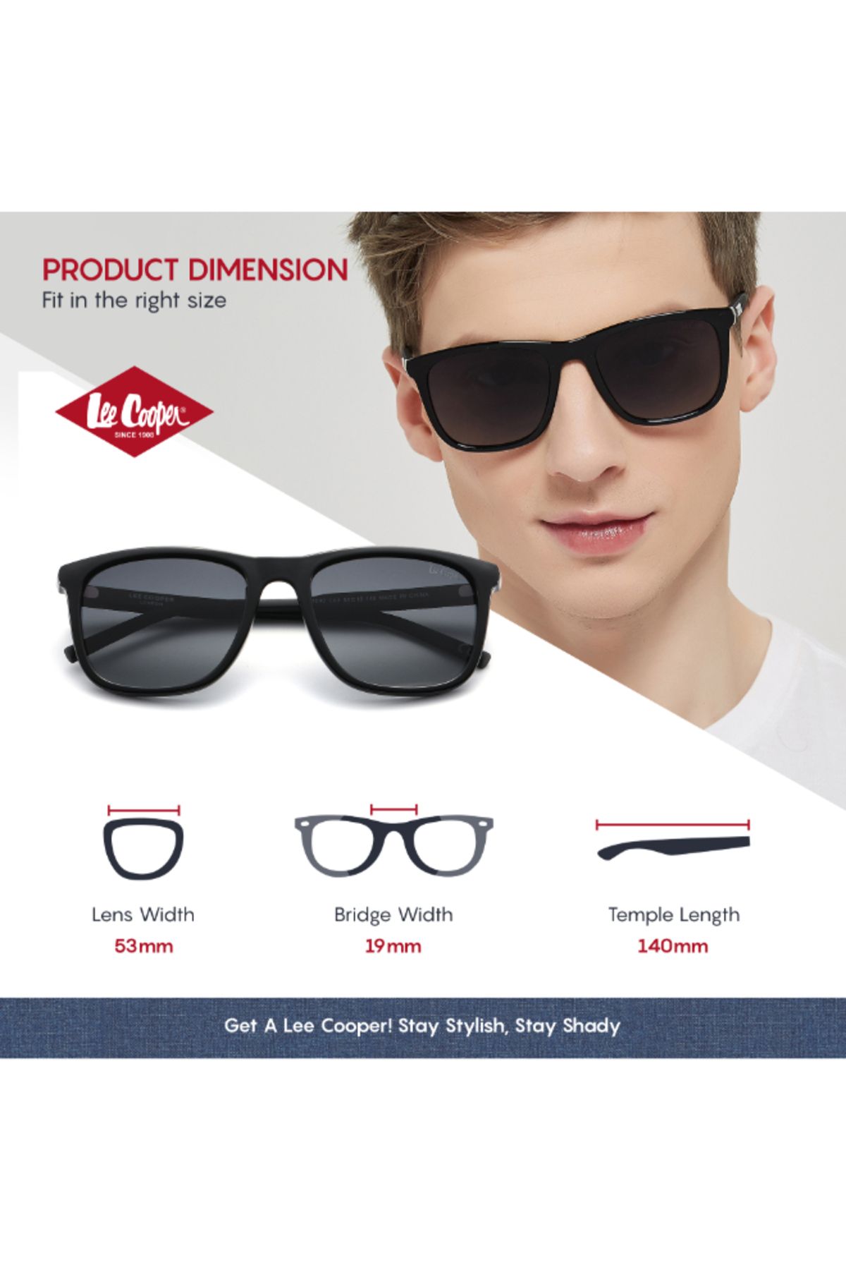 Lee Cooper-Mens Square Polarised Sunglasses Gr.Grey Lens - LC1040C03 6