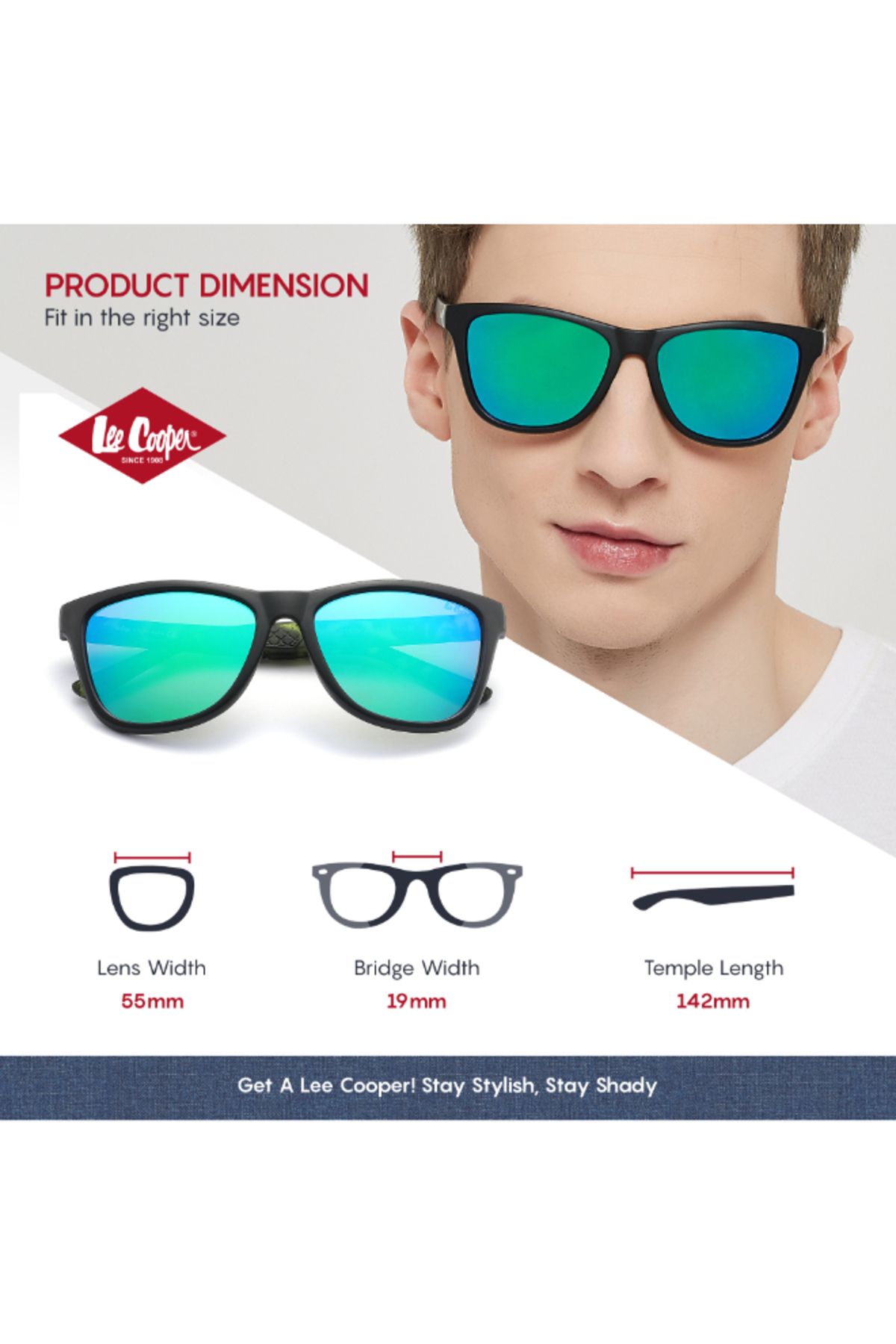 Lee Cooper-Men Square Polarised Sunglasses Blue Revo Lens - LC1039C03 6