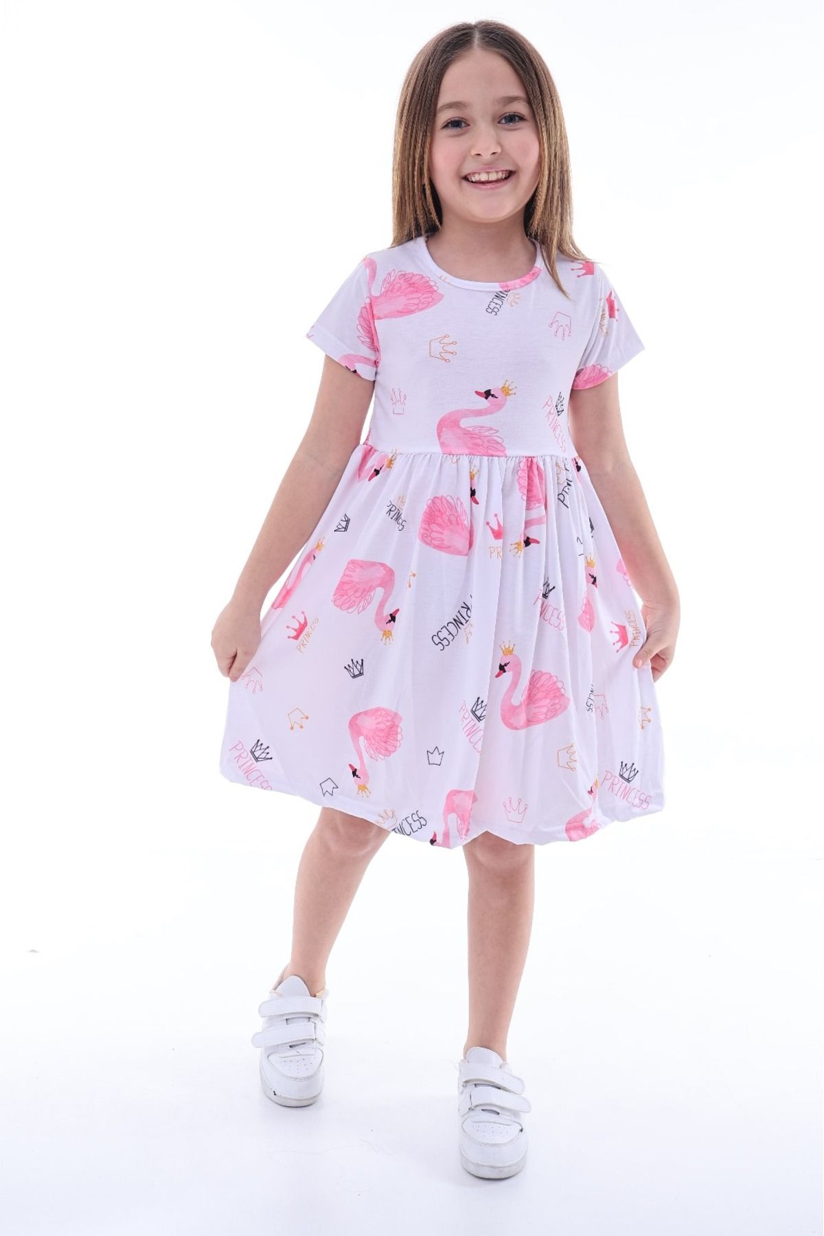 minikiss Rochie Pentru Fete Din Lycra Cu Imprimeu Flamingo Femeie - 4-5 ani