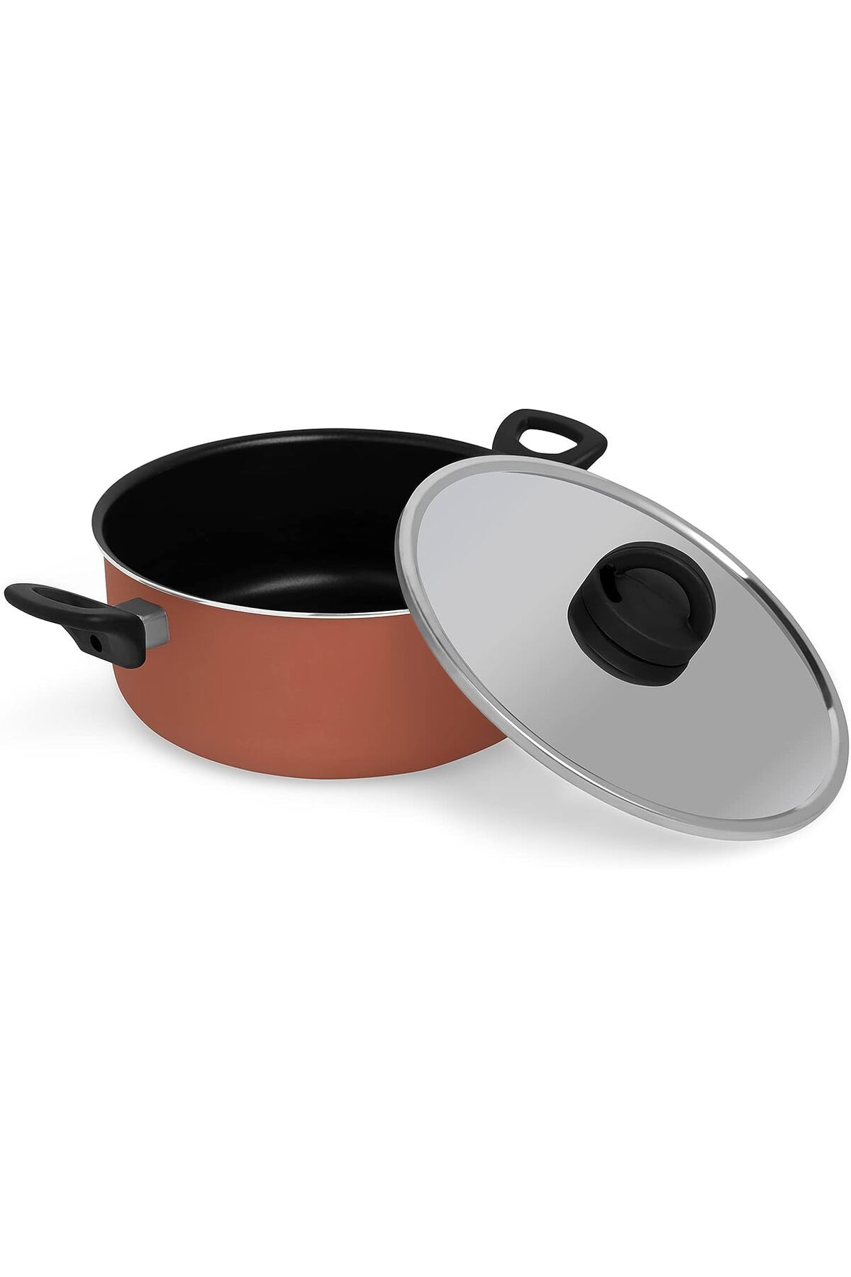 Trust Pro-Non Stick Stew Pot with 2 Layered Aluminium Coating, 24 cm, Brown 4