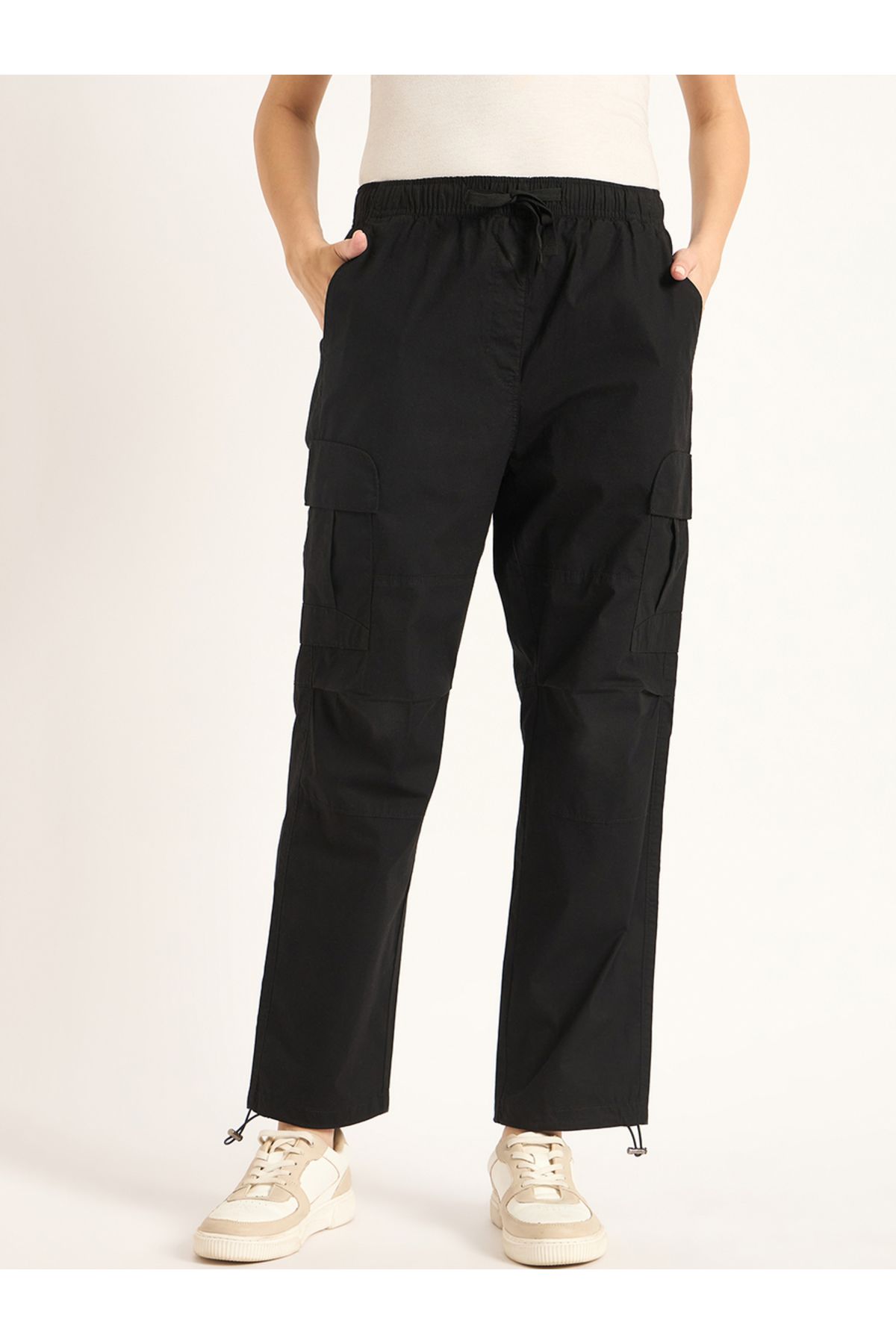 Femmella By Styli-Mid Rise Regular Fit Drawstring Cargo Pants 1