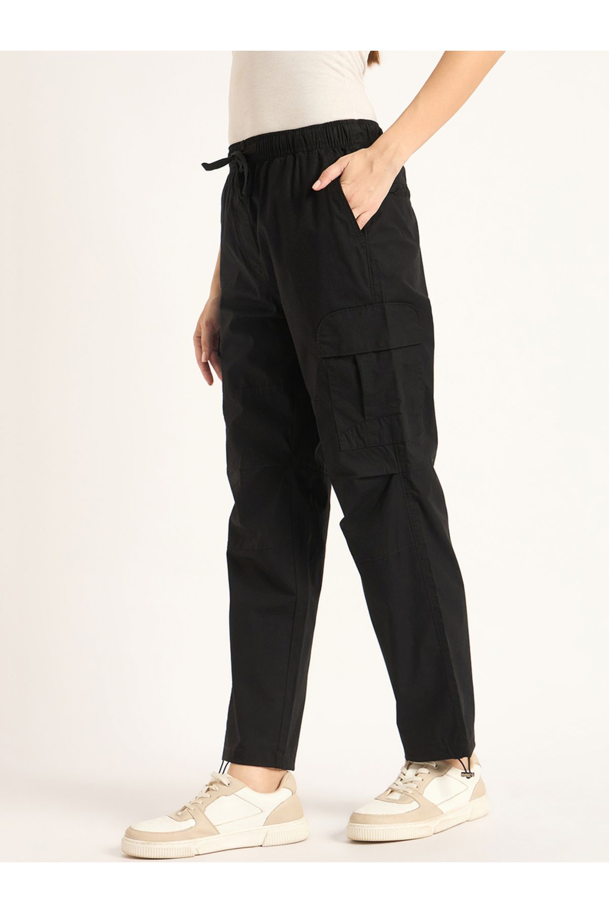 Femmella By Styli-Mid Rise Regular Fit Drawstring Cargo Pants 2