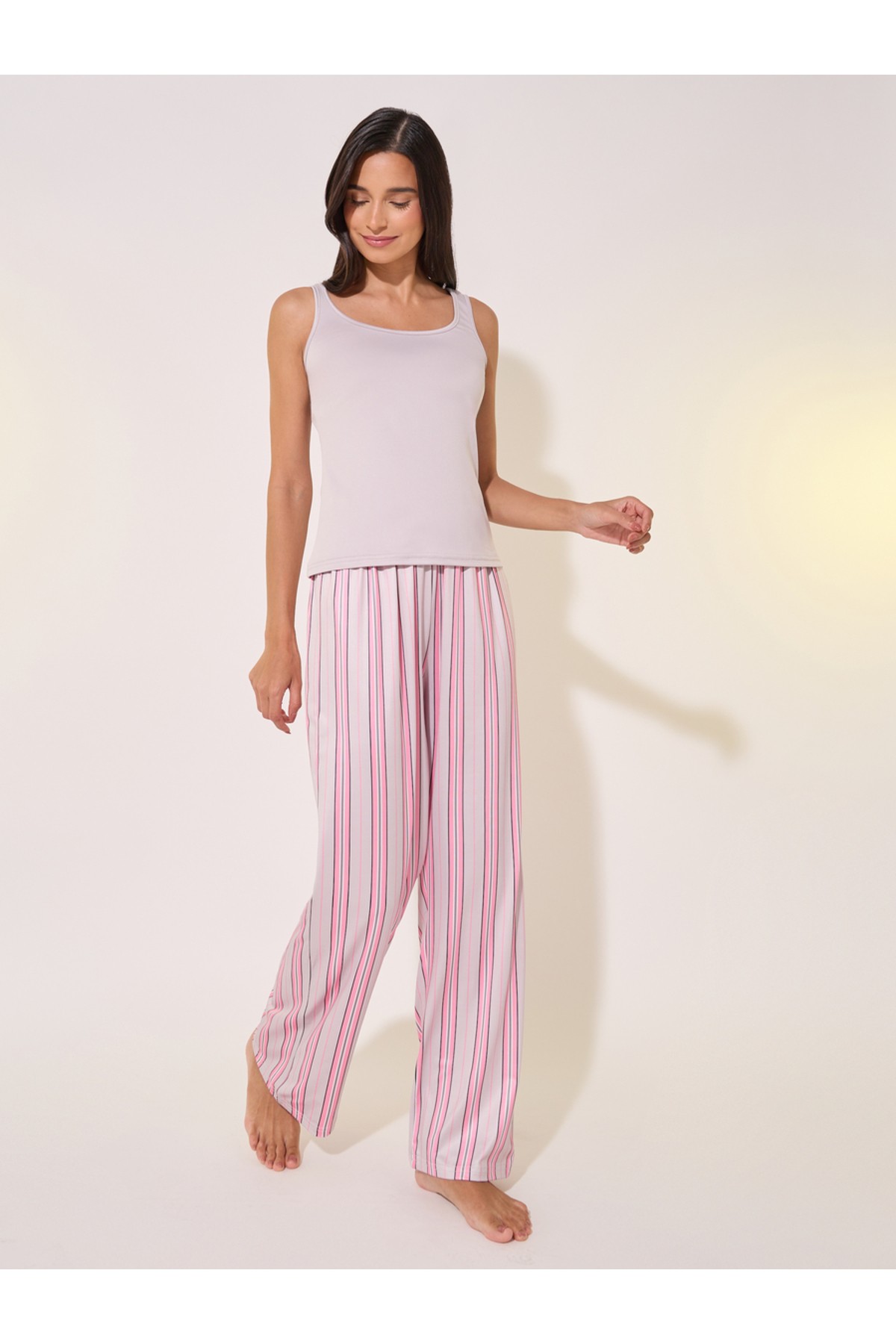 Take Two By Styli Cami Top and Stripe Printed Pants Pajama Sets