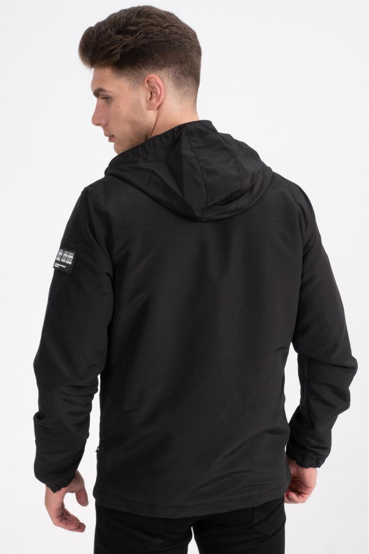 Oksit  Mood Street Baskılı Su İtici Slim Fit Erkek Yağmurluk Mont - Görsel 2