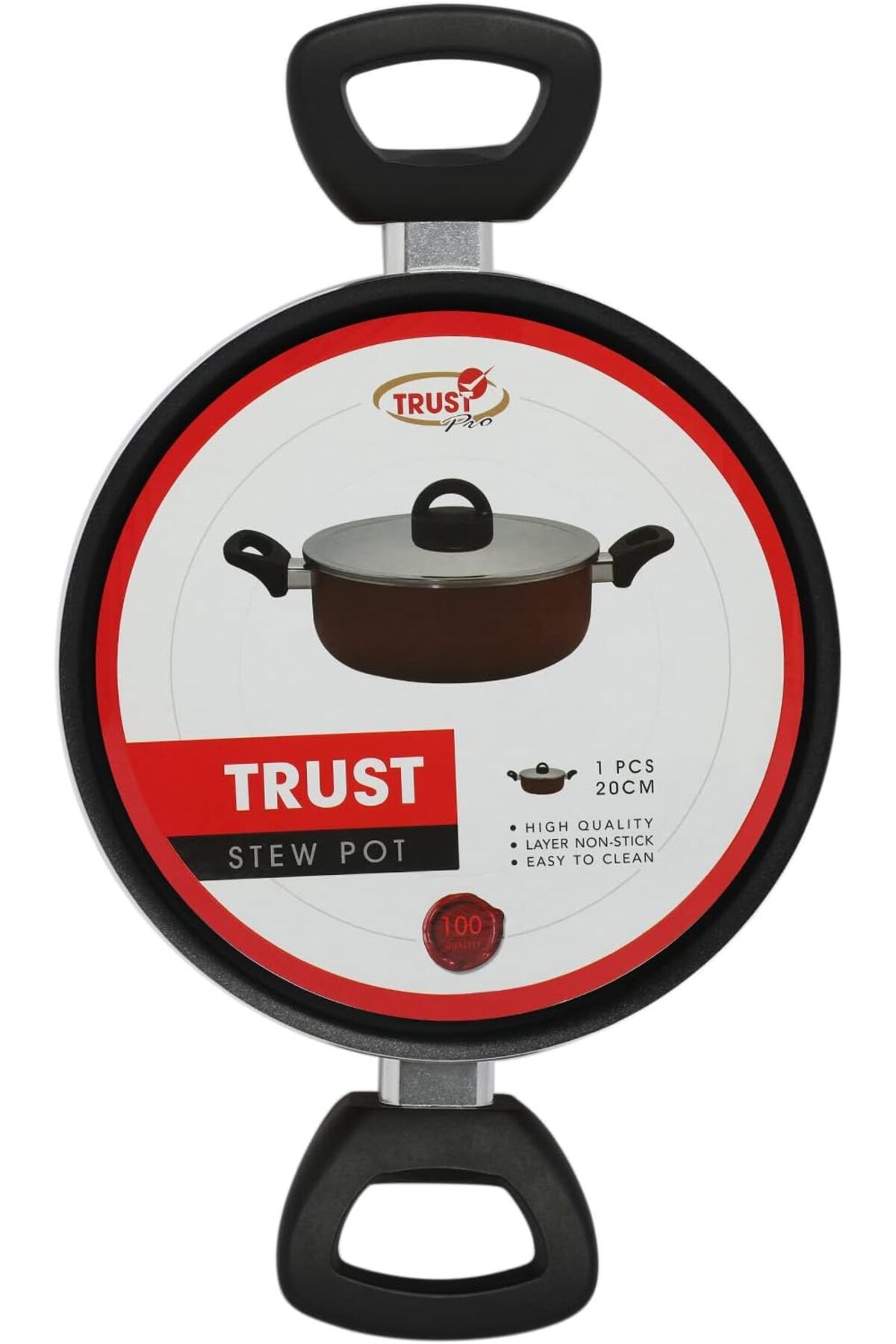 Trust Pro-Non Stick Stew Pot With Steel Lid & 2 Layered Aluminium Coating, 20 cm, Brown 4