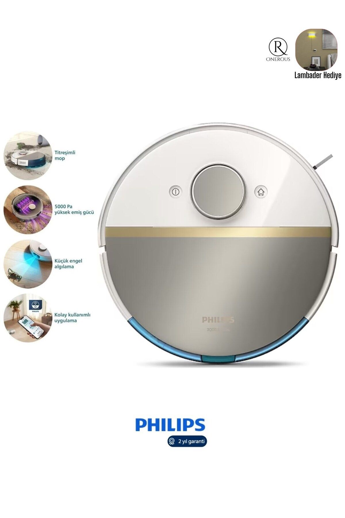 Philips Aqua Islak ve Kuru Temizlik Robotu, 5000Pa Ultra Emiş Gücü Performansı - Uzun Çalışma Süresi 150m2