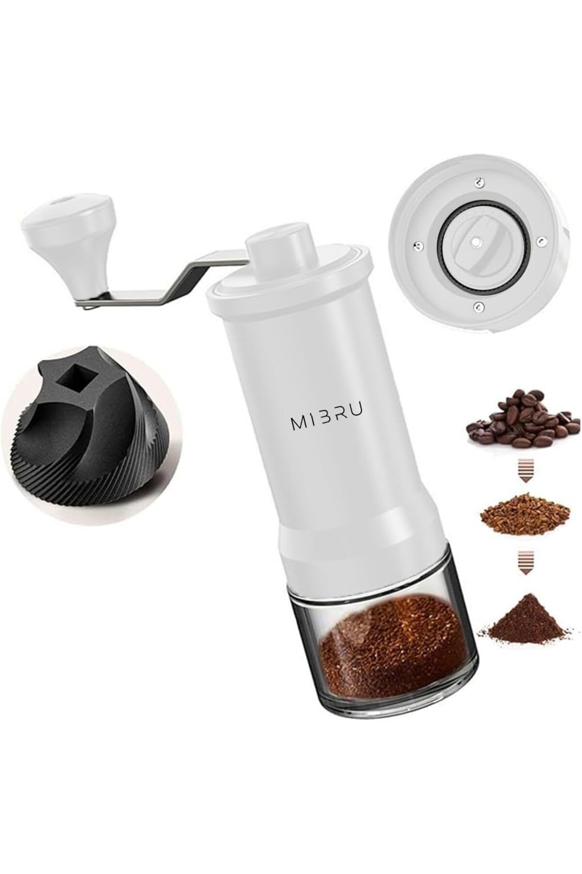 MIBRU-V60 Coffee Maker Drip Kit Specialty Coffee Set with Coffee Grinder White 6