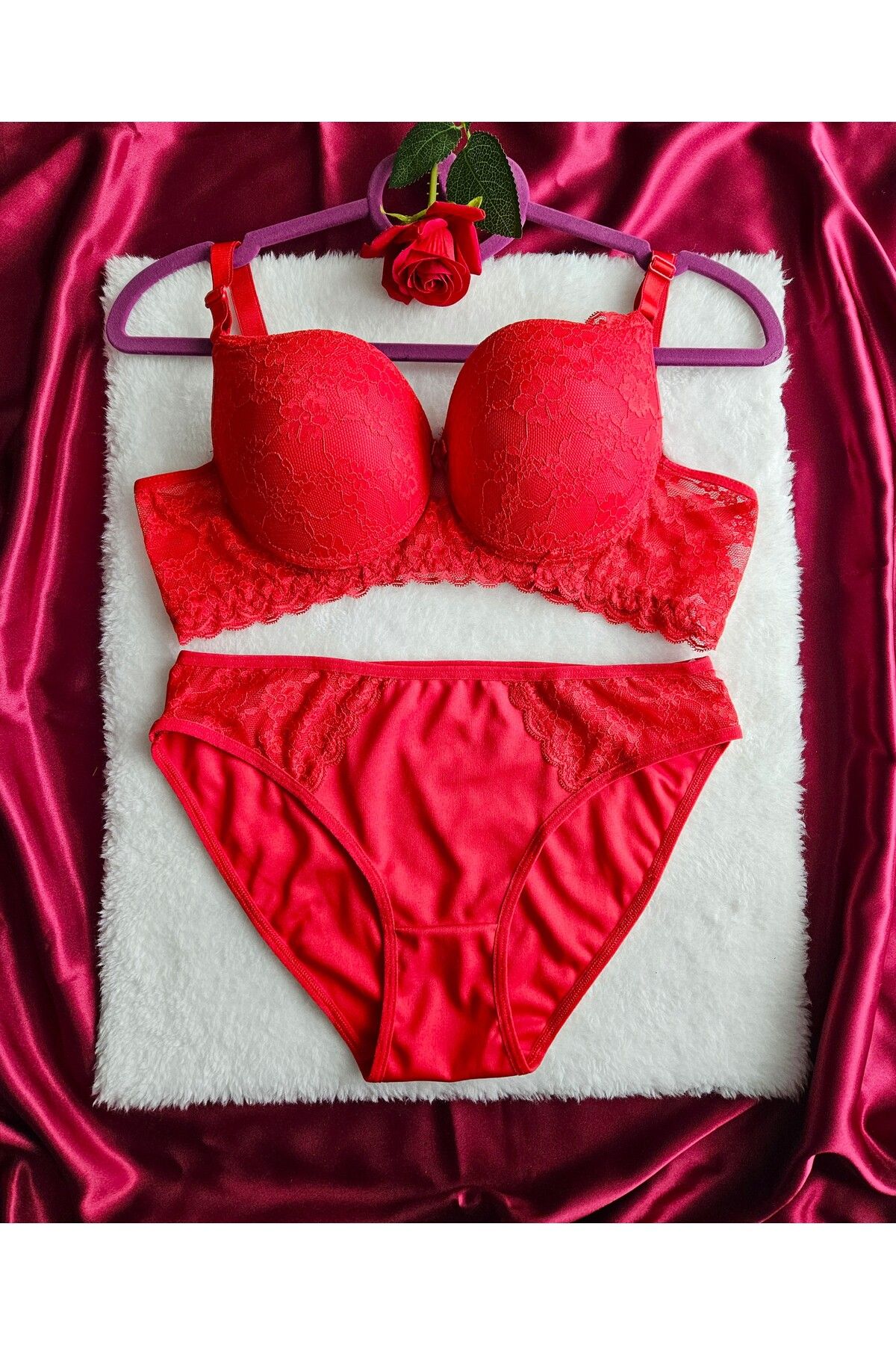 nesterinzar-Women's Supported Lace Padded Underwire (Wired) 2-Piece Economical Package Bra Set 4
