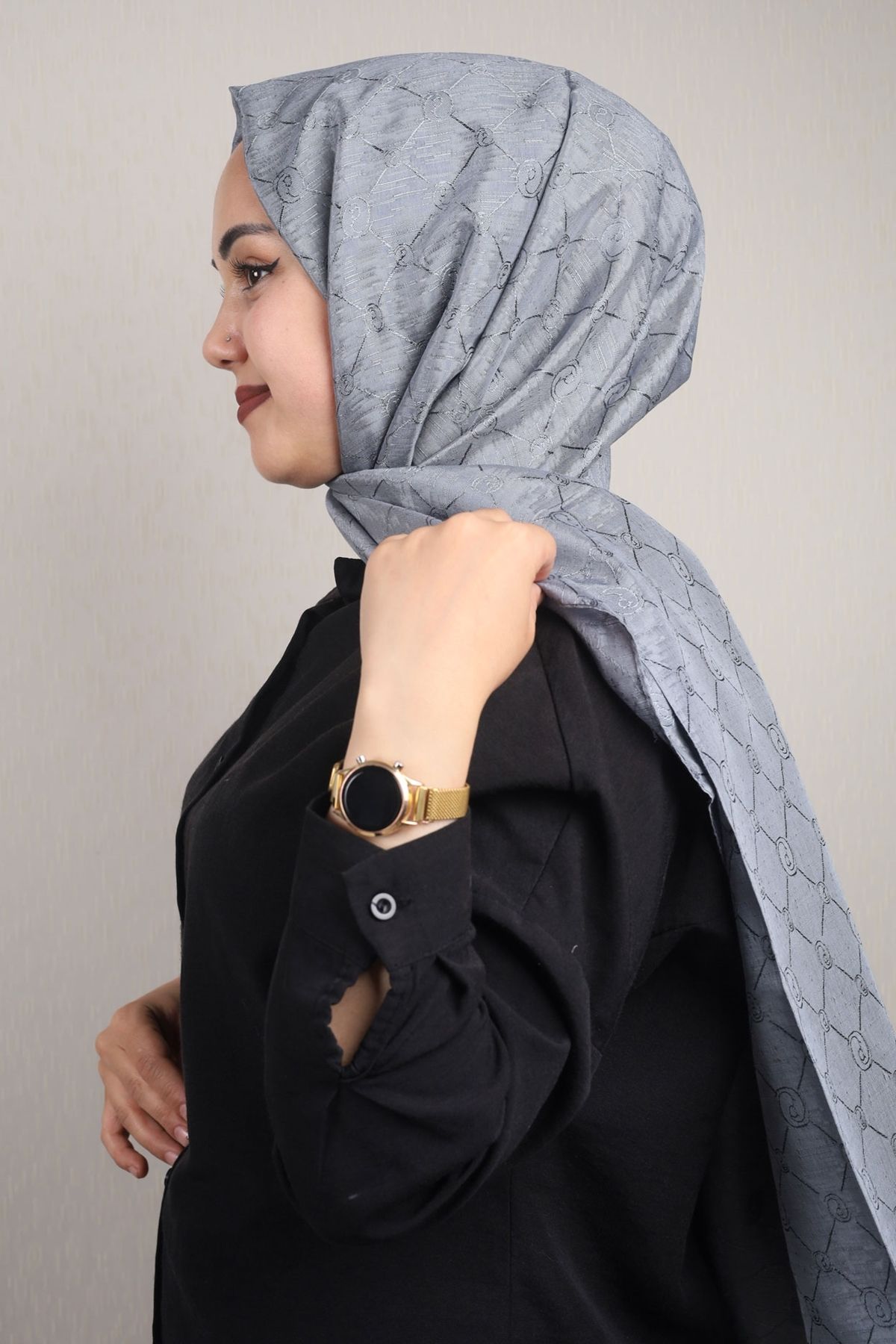 PİRAMİT-Pyramid Monogram Flush Shawl - Pattern-02 - Color-10 1