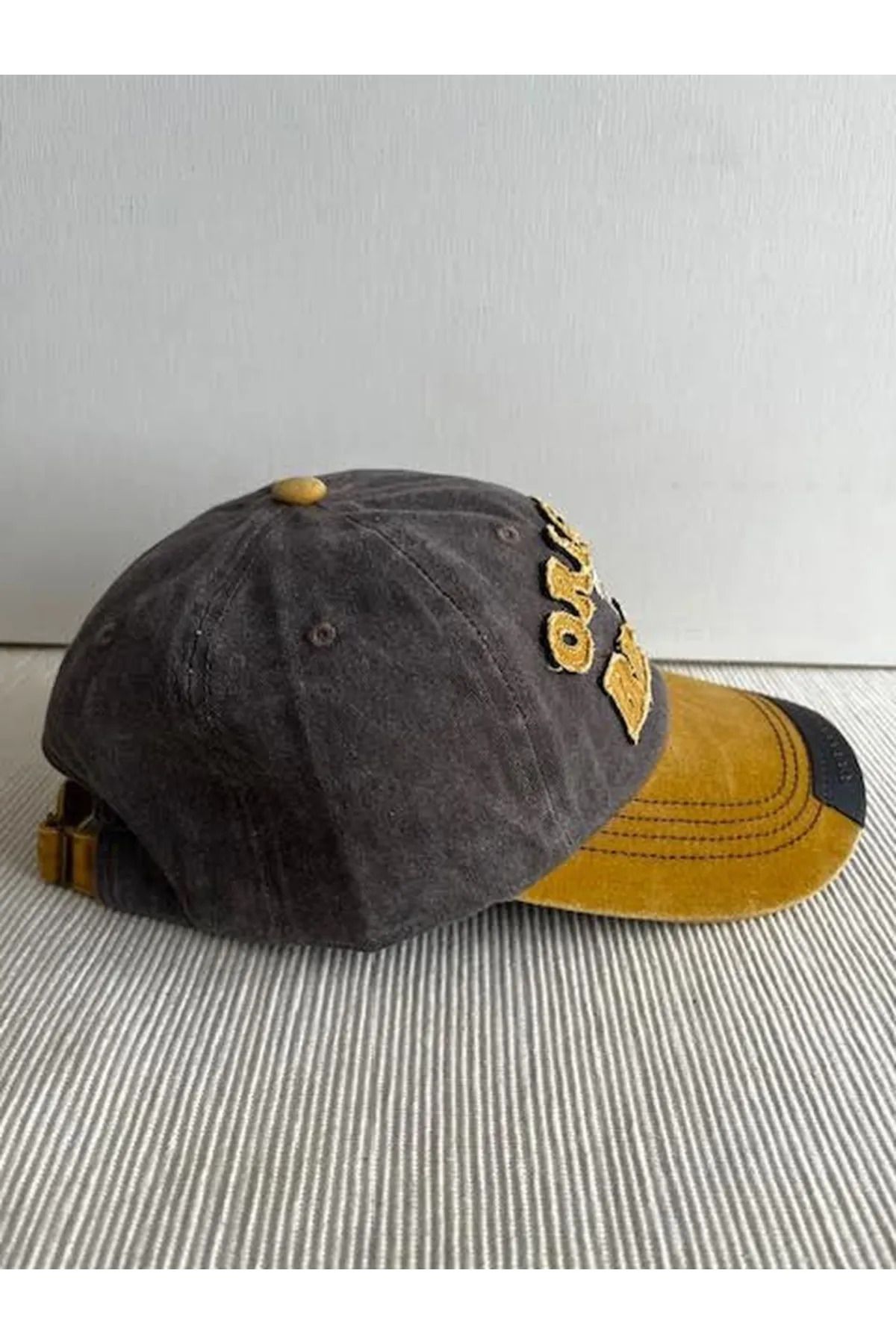 ergül çanta-Original the Black Embroidered Washed Tumbled Model Adjustable Unisex Hat from the Back 5