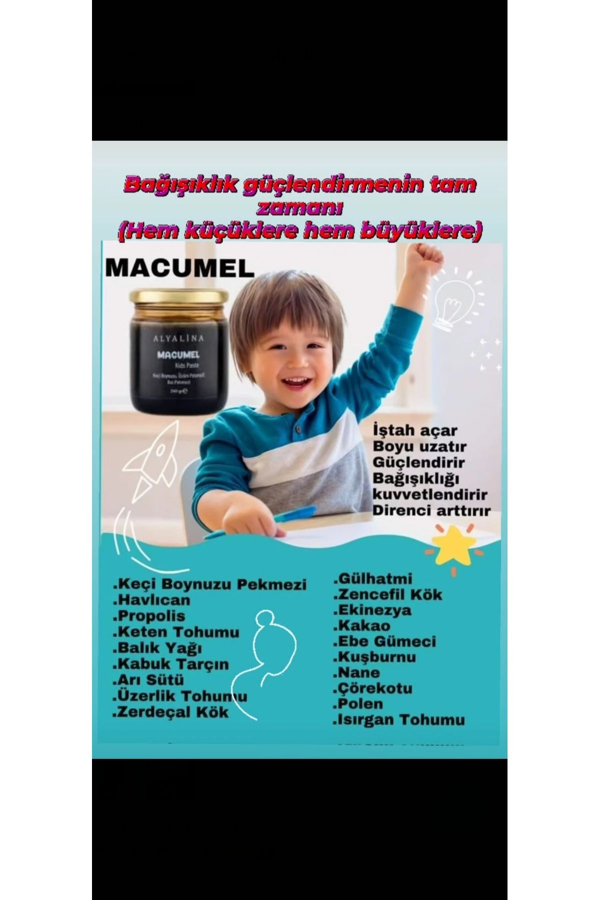 alyalina macumel kids paste (çocuk) bağışıklık macunu