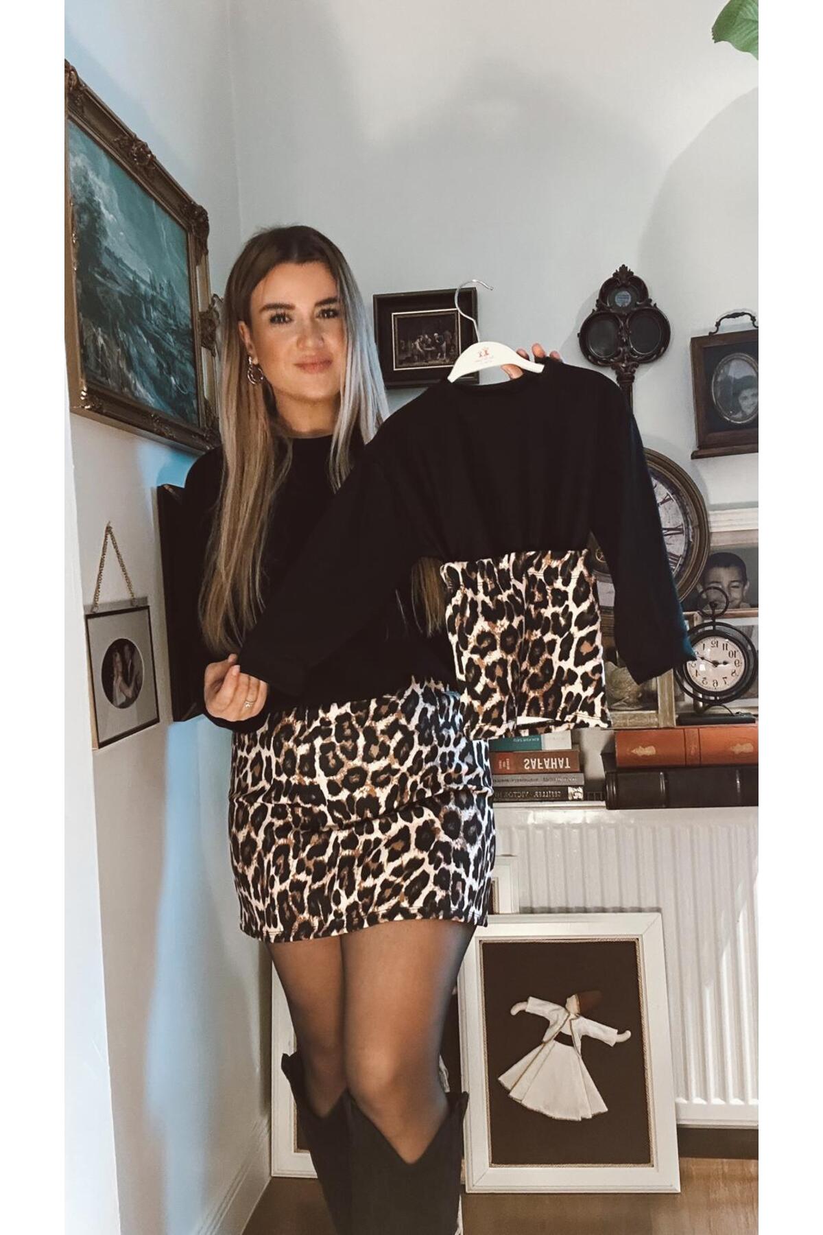 Anne Kız Tasarım leopar etek ve bluz fotoğrafı 3 (önizleme)