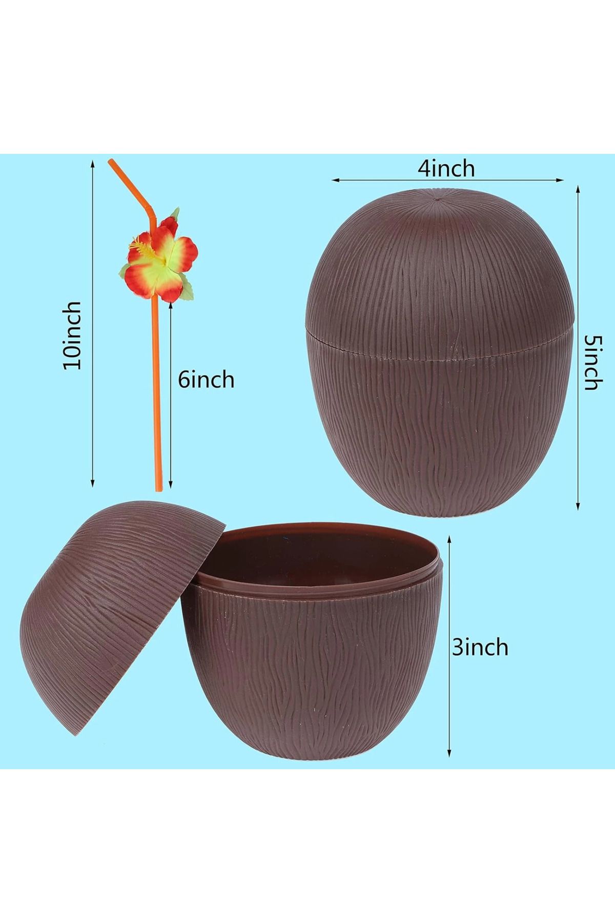 Lokal Marketing Hindistan Cevizi Hawaii Luau Aloha Pipetli İçecek Kabı Bardak 10x13 Cm 1 Adet