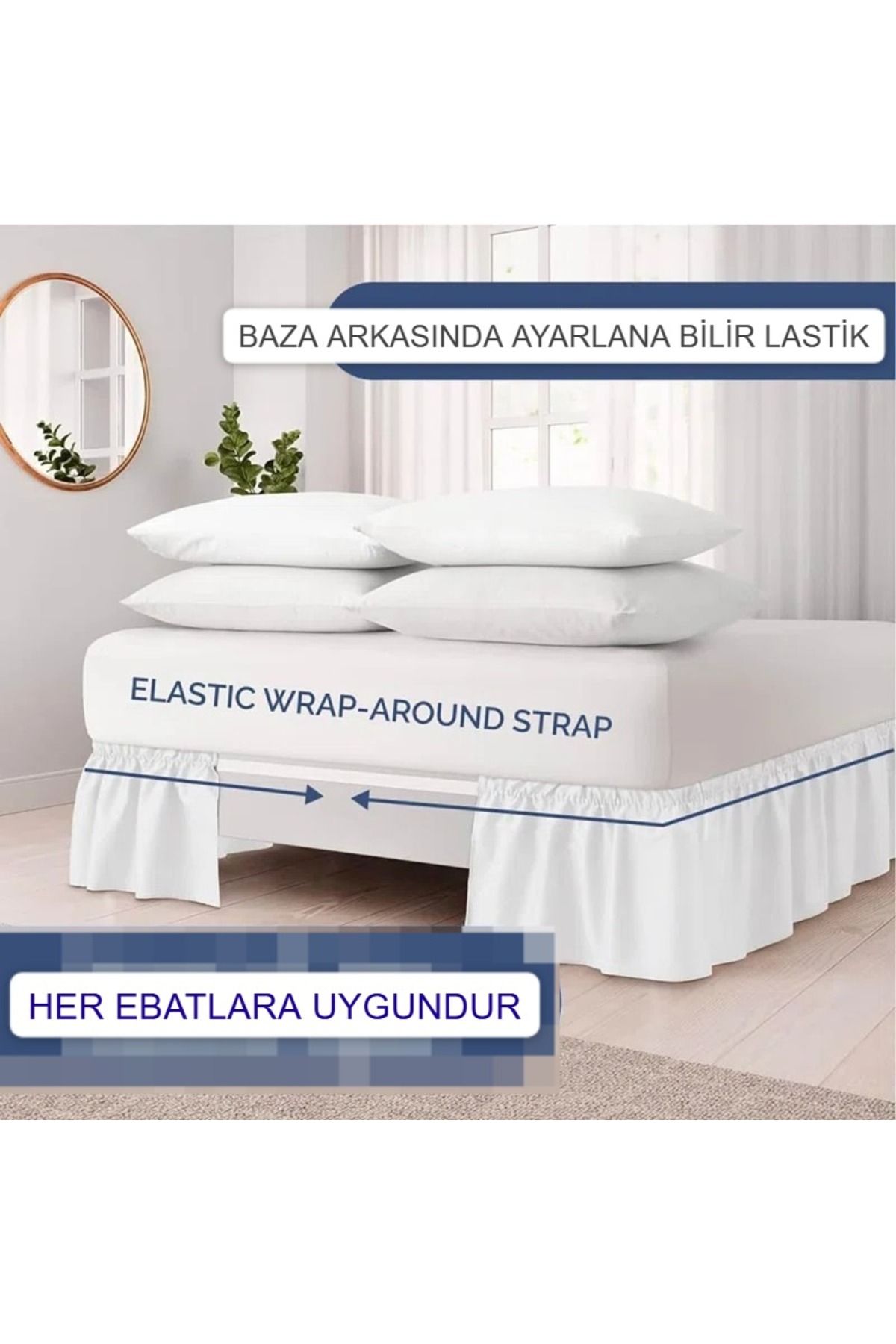 JANGEAR-Basis Ruffle Basis Skirt Double Single Bed Elastic Ruffle Complete Bed 3