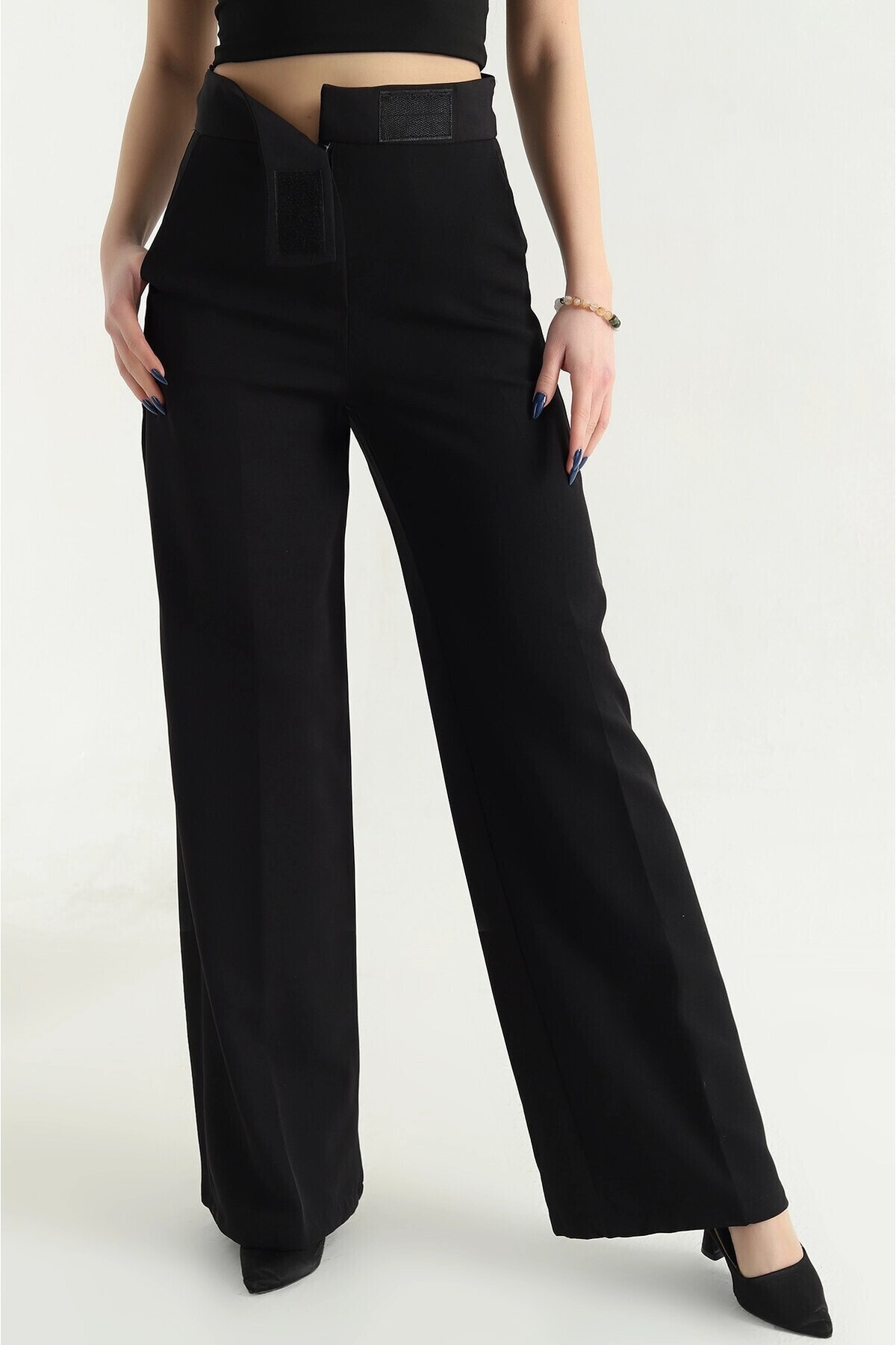 High Waist Luxury Full Stretch Fabric Velcro Palazzo Pants PAN040