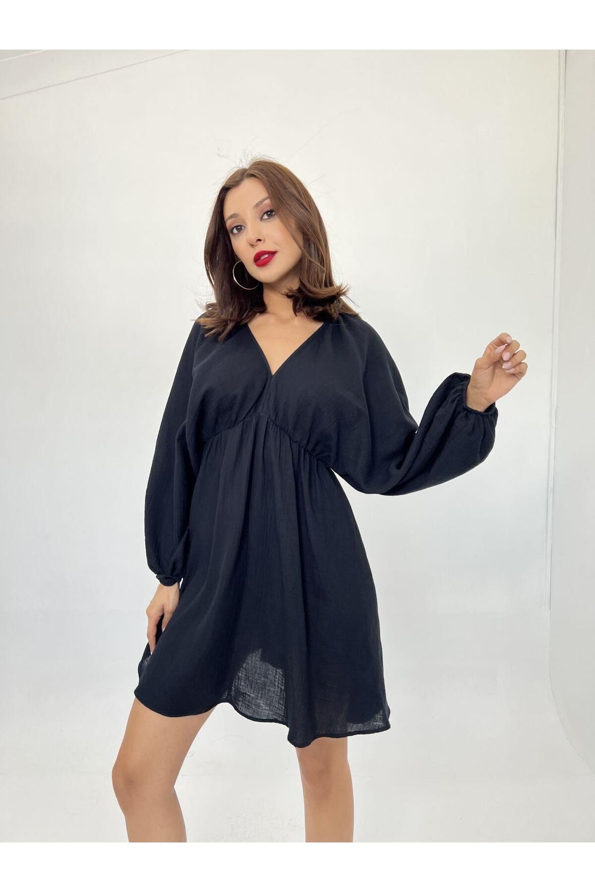 ASFSTORE 6327 ELBİSE-SİYAH