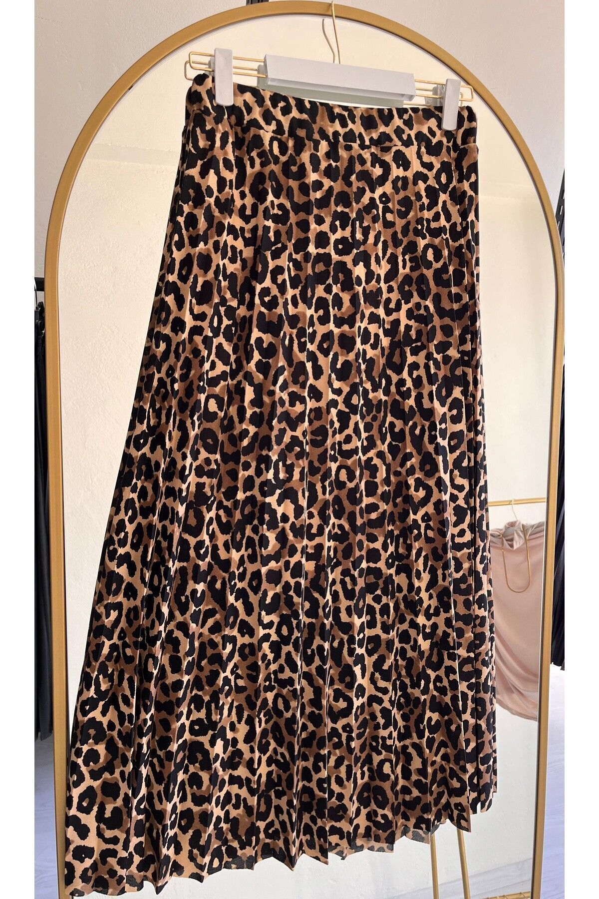 Esteban LEOPAR ETEK, Uzun Leopar Etek, Tesettür Leopar Etek, Piliseli Etek, Tesettür Etek