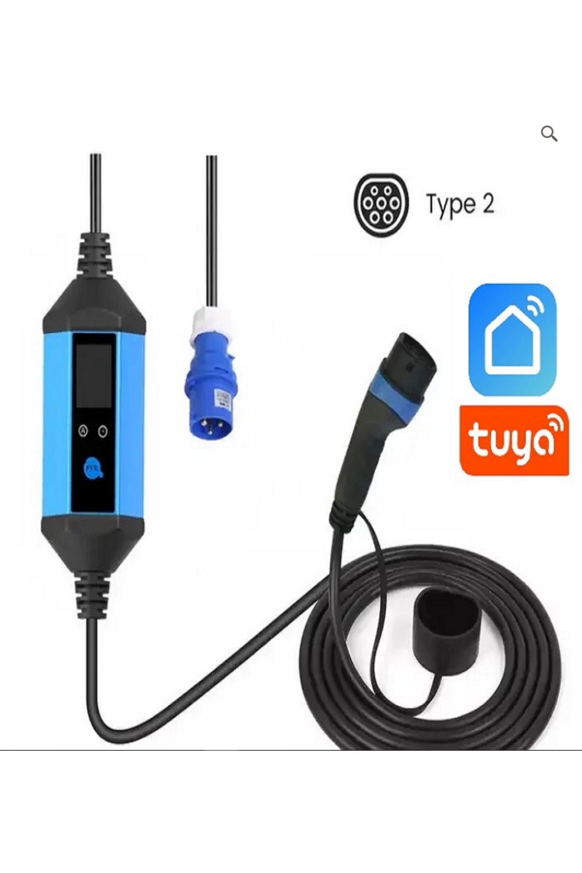 Mayuk Dizayn EVwallbox 7,4 Kw Taşınabilir Elektrikli Araç Şarj Cihazı 5mt Kablo+Wifi+Bluetooth+Taşıma Çantası