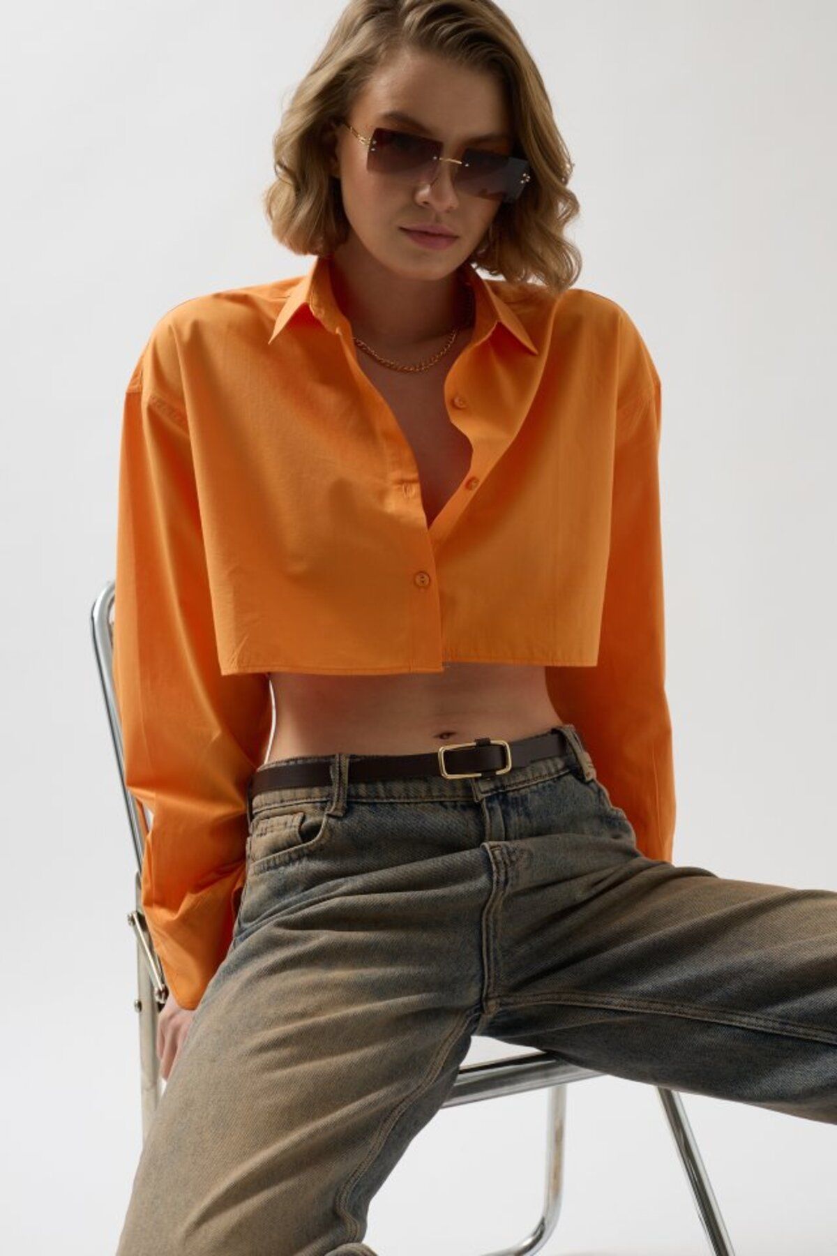 MHT STORE Crop Oversize Gömlek
