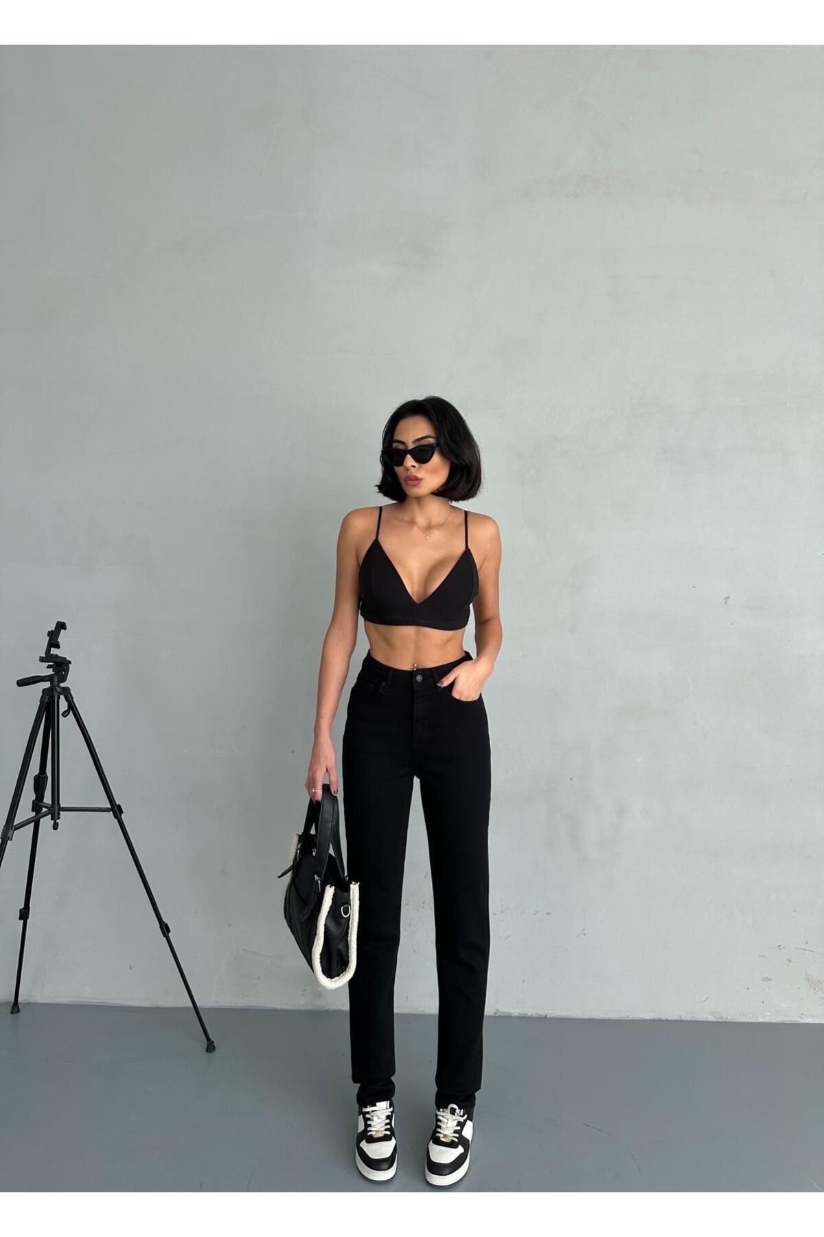 sion jeans Julia Milano Yeni Sezon Jasmy Kadın Solmayan Siyah Boyfrend Yüksek Bel Likralı