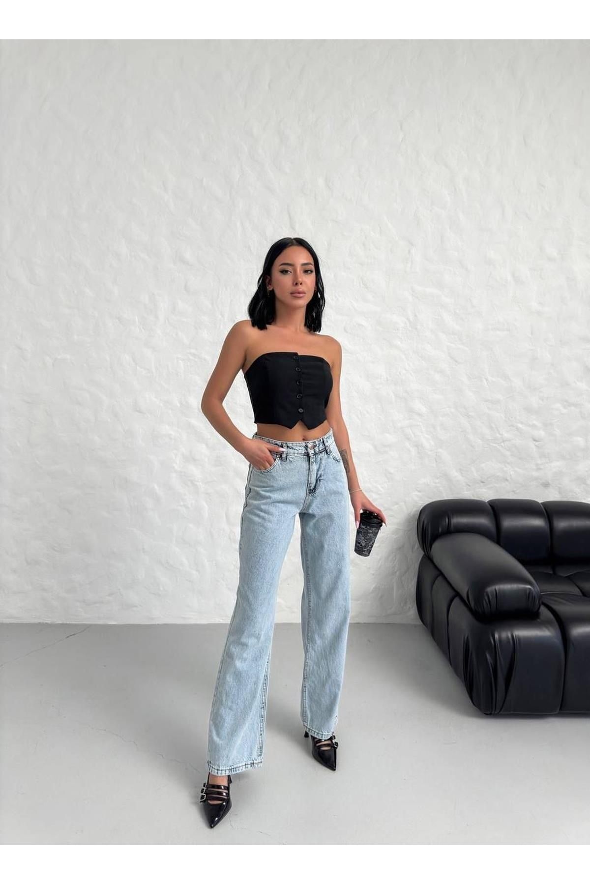 sion jeans Julia Milano Pamela Twin Kar Yıkama Mavi Likralı Süper Yüksek Bel Salaş Jeans Palazzo 2025