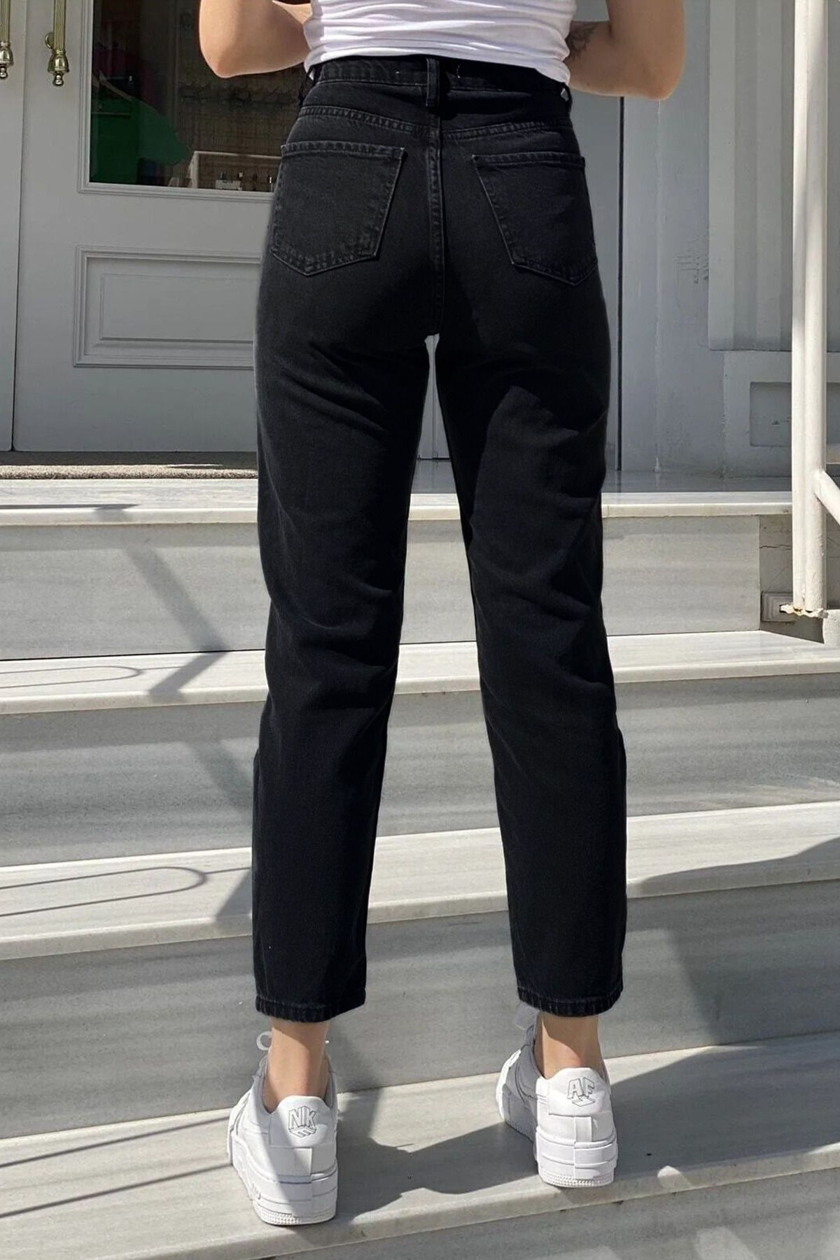 sion jeans Milano Julia Zaha Dores Stager Jaxen Julia Jeans Kadın Siyah Yüksek Bel Likralı Mom Jenas Denim görsel 2