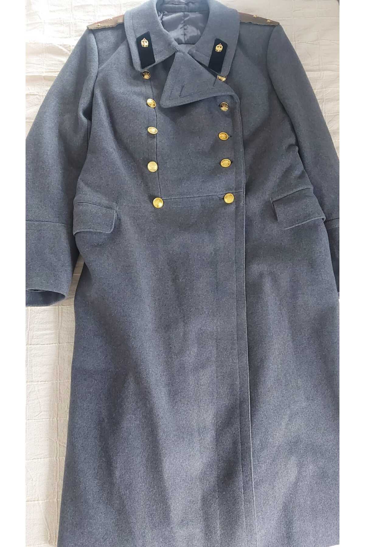 kho military design  Sovyet Dönemi Müh. Alb. Kaput Unisex (XL Beden) Füme Renk - Görsel 2