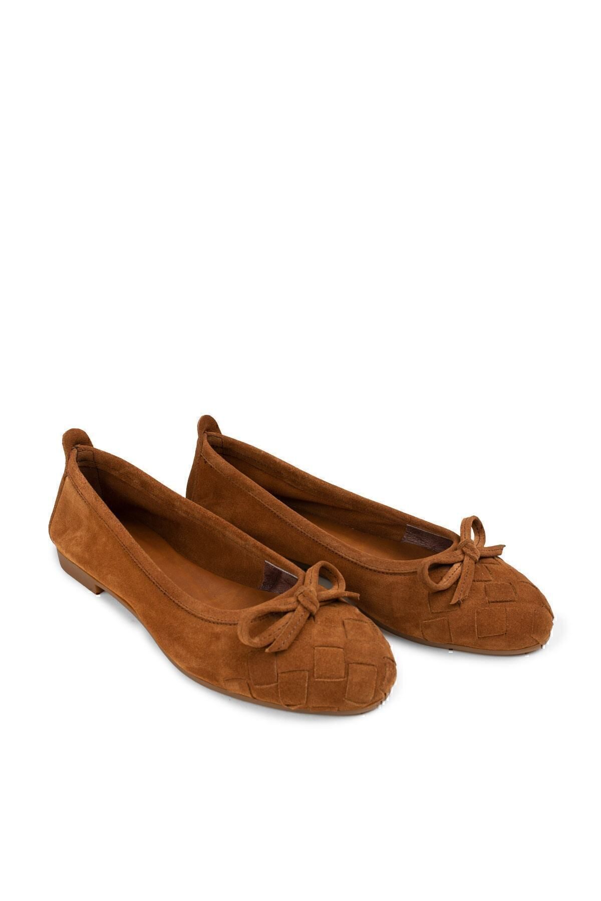 Deery-Genuine Suede Tan Color Women's Ballerinas 6