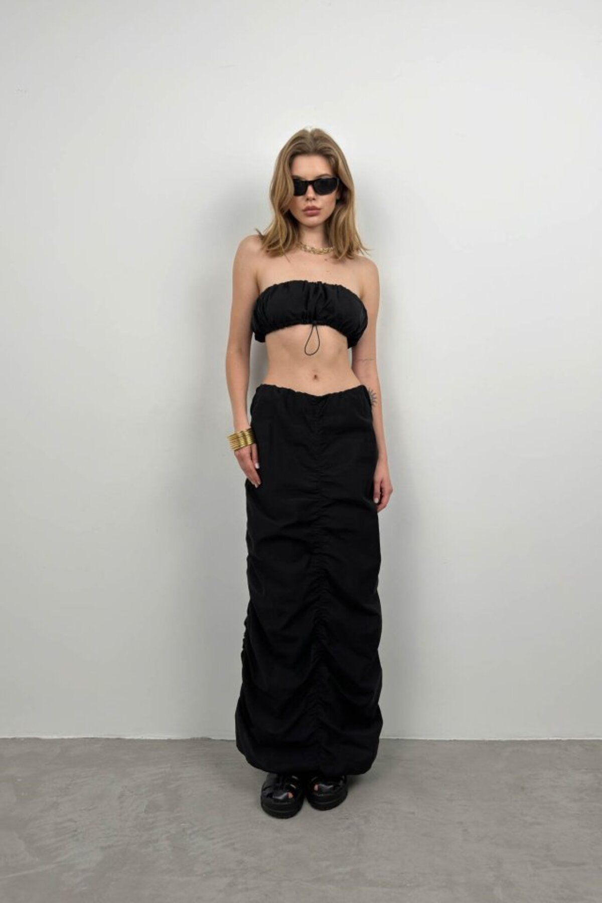 novafems Lastik Detay Straplez Crop