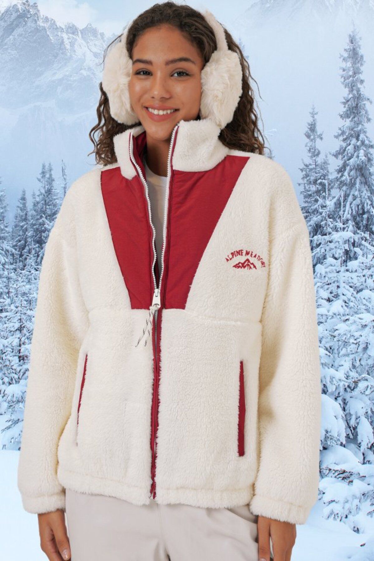 novafems 5194 Peluş Mont Ceket - Bordo