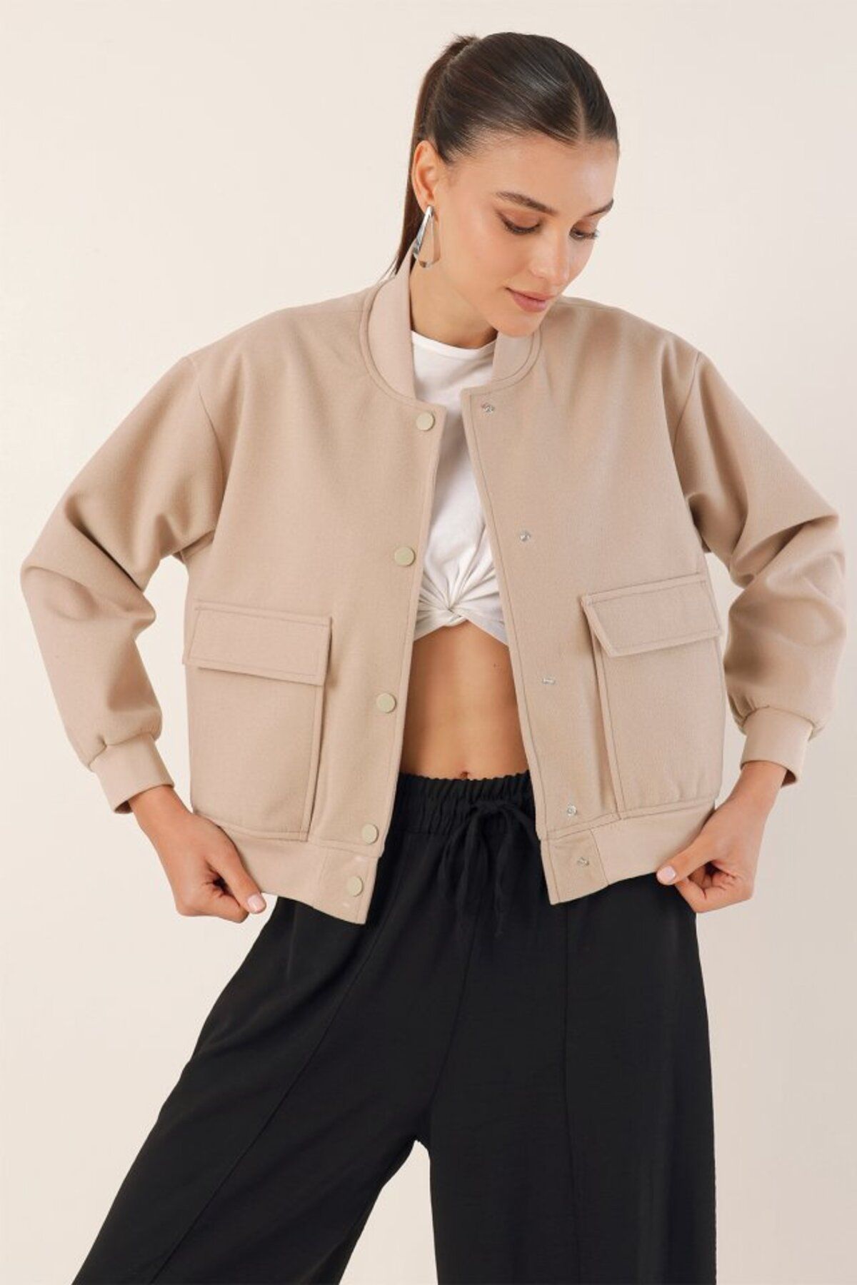 Albayrak 0688 Çift Cepli Bomber Ceket - Bej