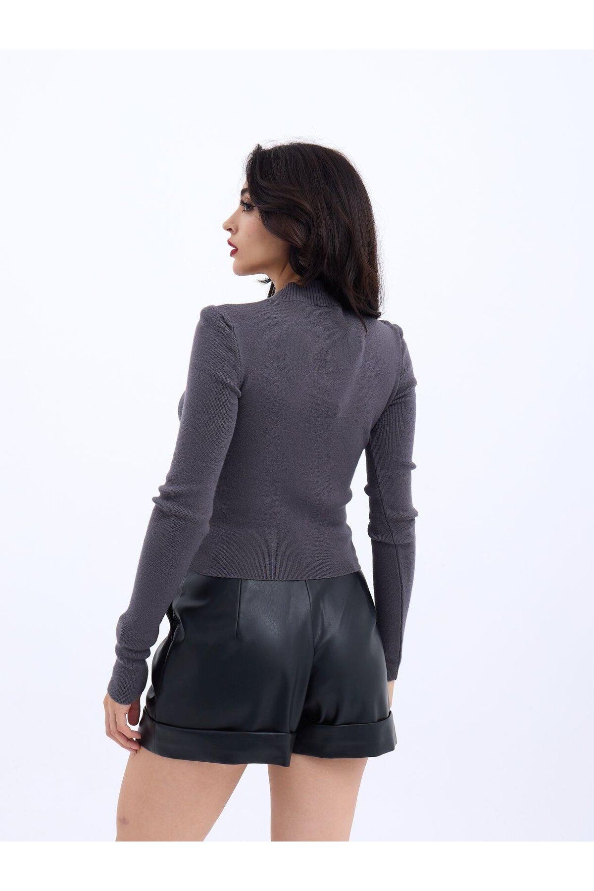 Kokosh moda 42201 TRİKO BASİC KAZAK-ANTRASİT