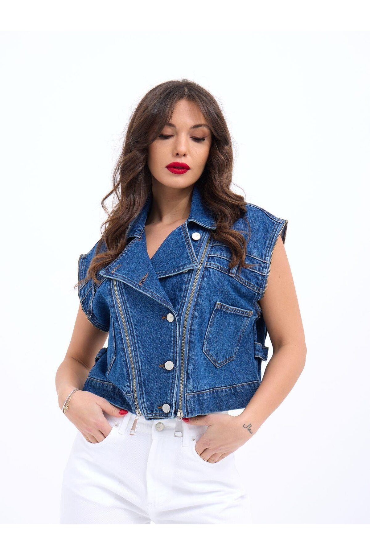 1001moda-Blue 6765 Denim Vest 5