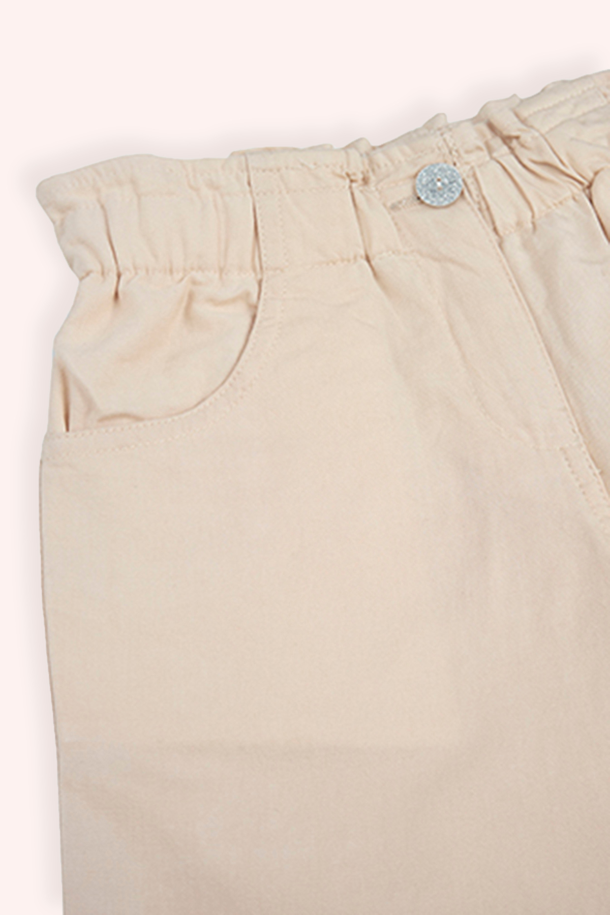 Panço Kız Bebek Beli Lastikli Bol Paça Düğmeli Bej Pantolon fotoğrafı 2 (önizleme)